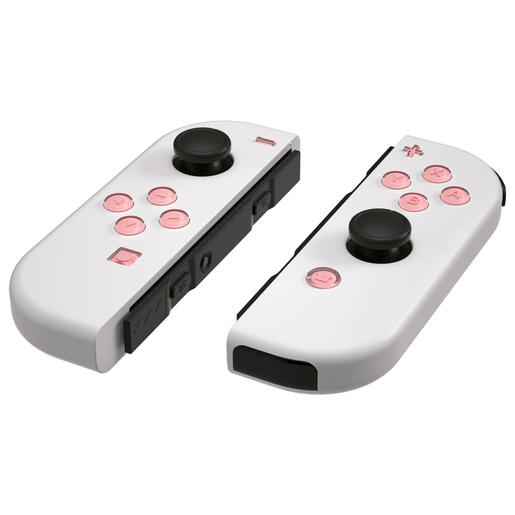 eXtremeRate Replacement Two-Tone Jelly Buttons with Symbols for Joycon of NS Switch - Pale Red & Clear - Image 8