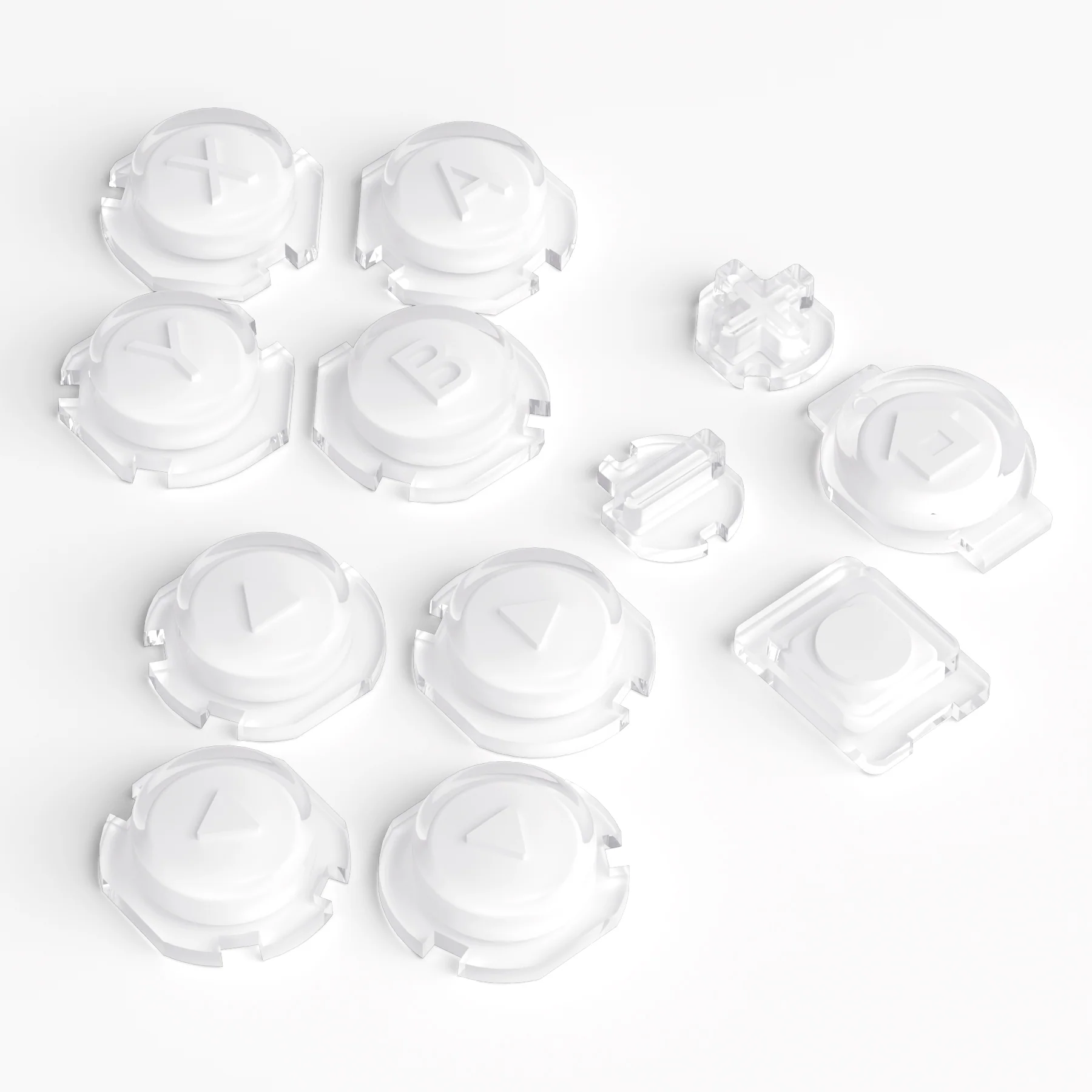 eXtremeRate Replacement Two-Tone Jelly Buttons with Symbols for Joycon of NS Switch - White & Clear - Image 3
