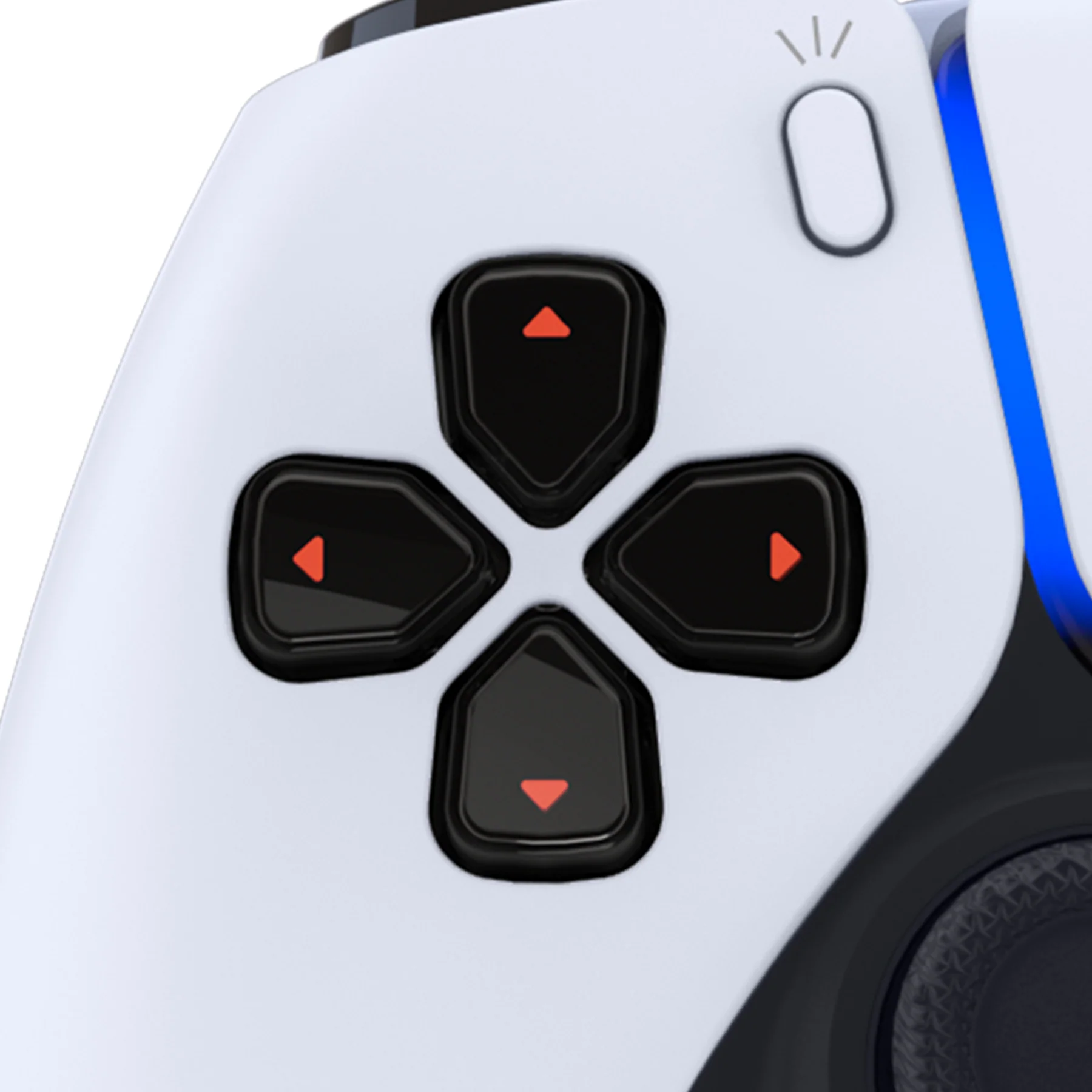 eXtremeRate Replacement Custom Three-Tone Dpad Action Buttons with Redesigned Symbols for PS5 Controller - Black & Clear & Orange - Image 5