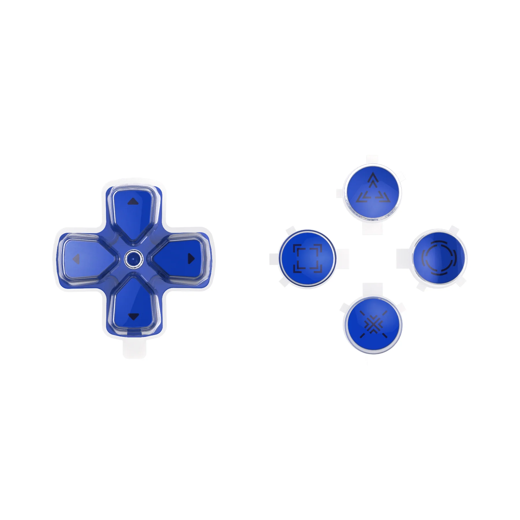 eXtremeRate Replacement Custom Three-Tone Dpad Action Buttons with Redesigned Symbols for PS5 Controller - Blue & Clear & Black - Image 2