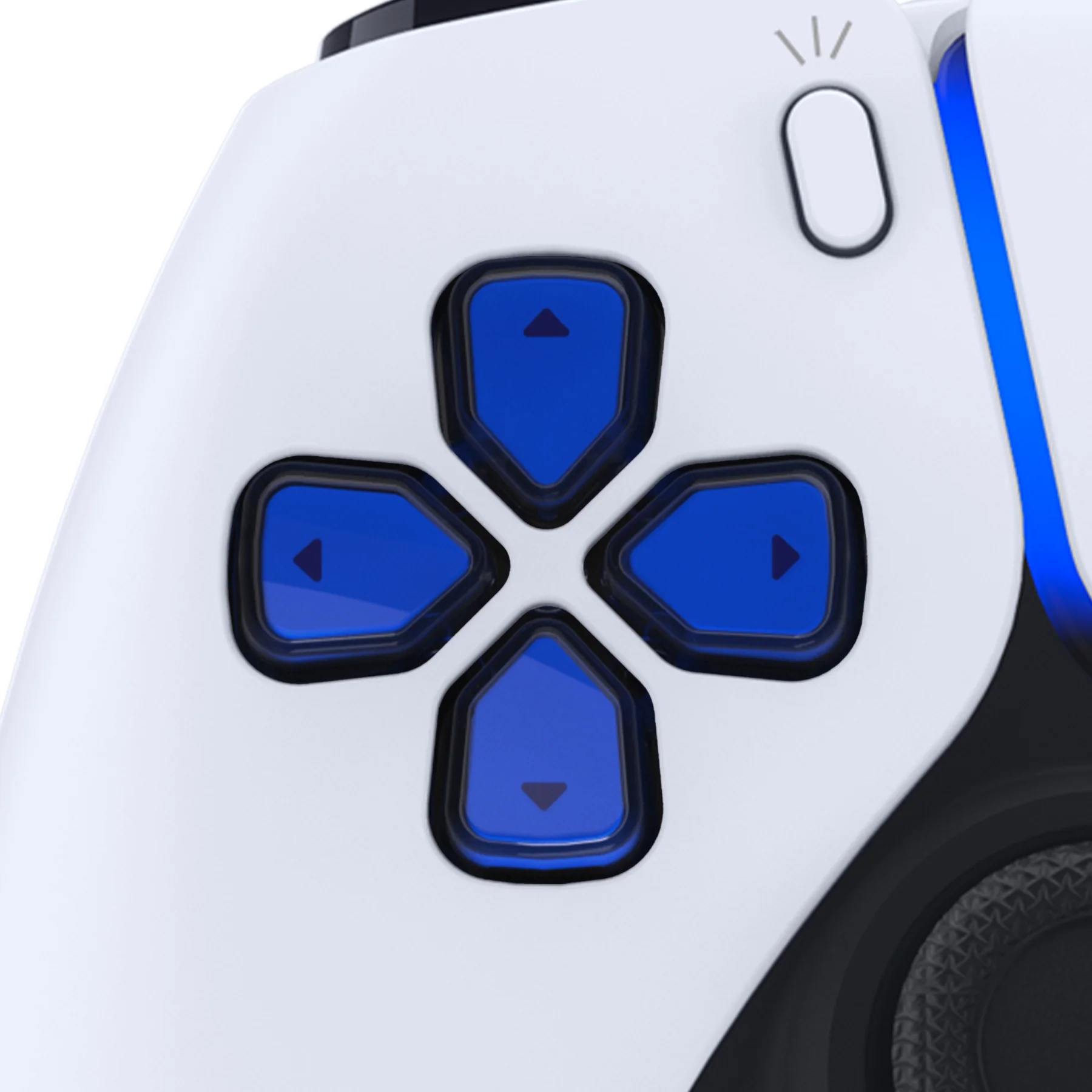 eXtremeRate Replacement Custom Three-Tone Dpad Action Buttons with Redesigned Symbols for PS5 Controller - Blue & Clear & Black - Image 5