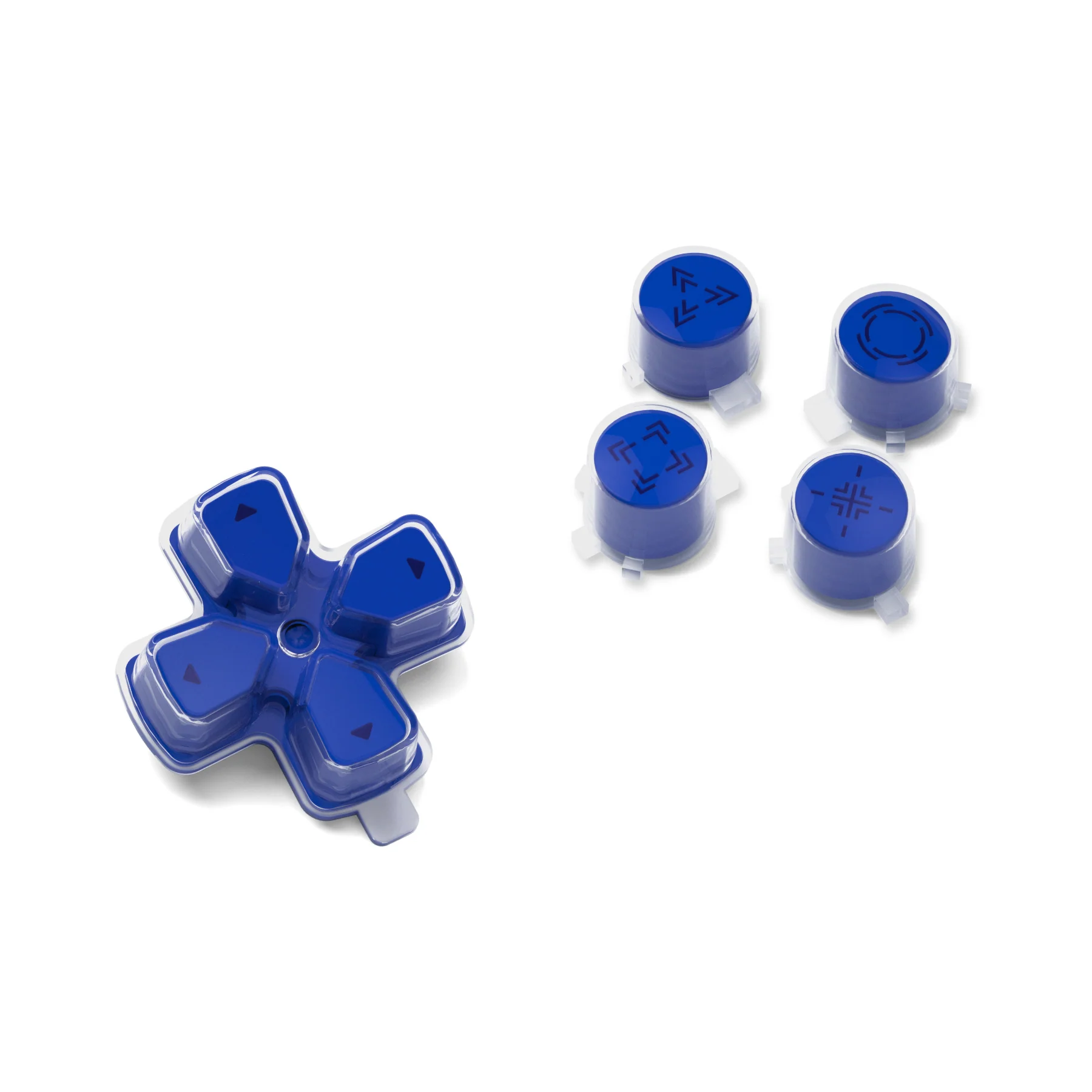 eXtremeRate Replacement Custom Three-Tone Dpad Action Buttons with Redesigned Symbols for PS5 Controller - Blue & Clear & Black - Image 8