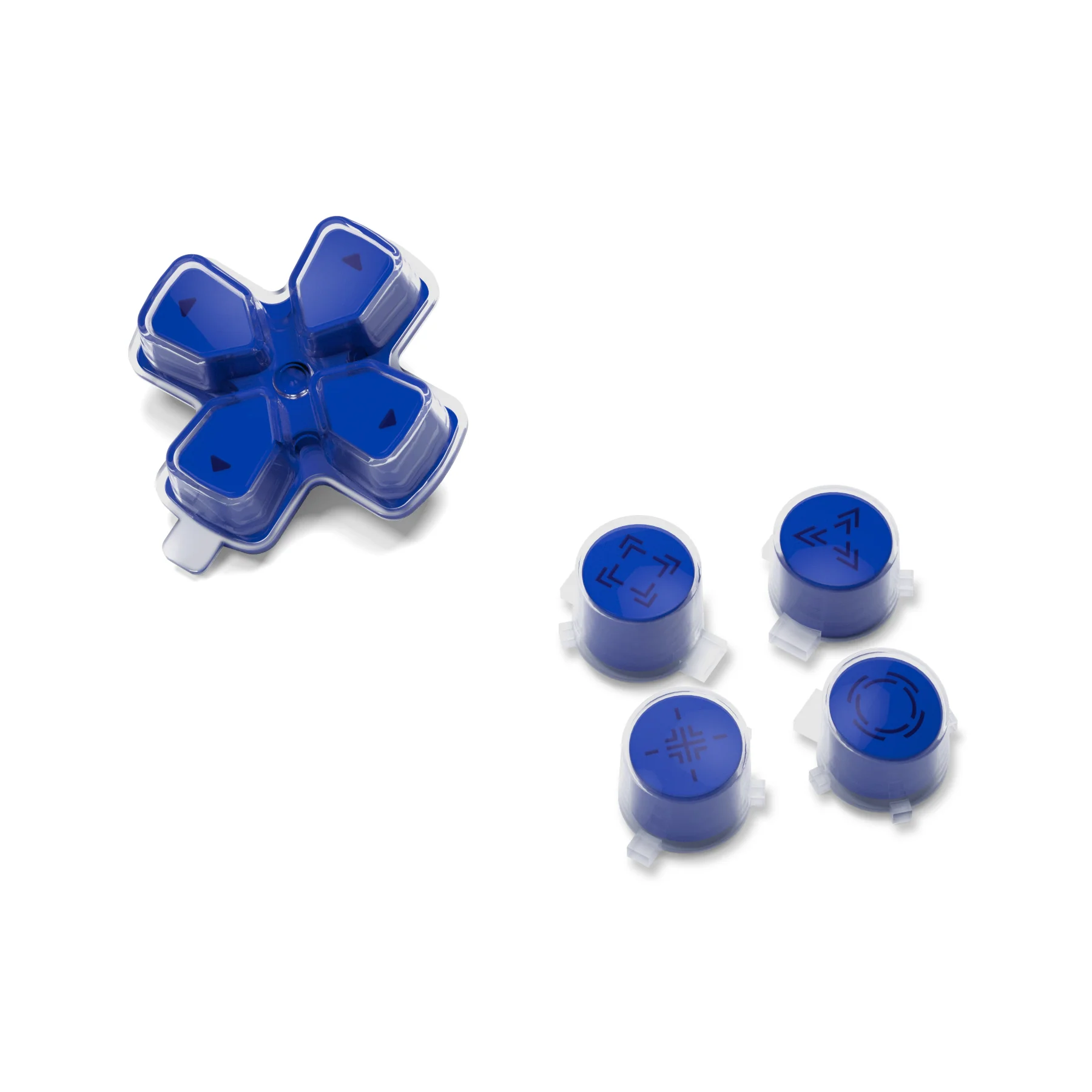 eXtremeRate Replacement Custom Three-Tone Dpad Action Buttons with Redesigned Symbols for PS5 Controller - Blue & Clear & Black - Image 9