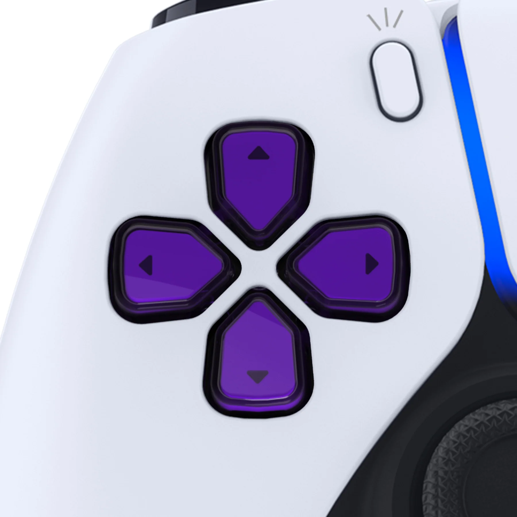 eXtremeRate Replacement Custom Three-Tone Dpad Action Buttons with Redesigned Symbols for PS5 Controller - Purple & Clear & Black - Image 5