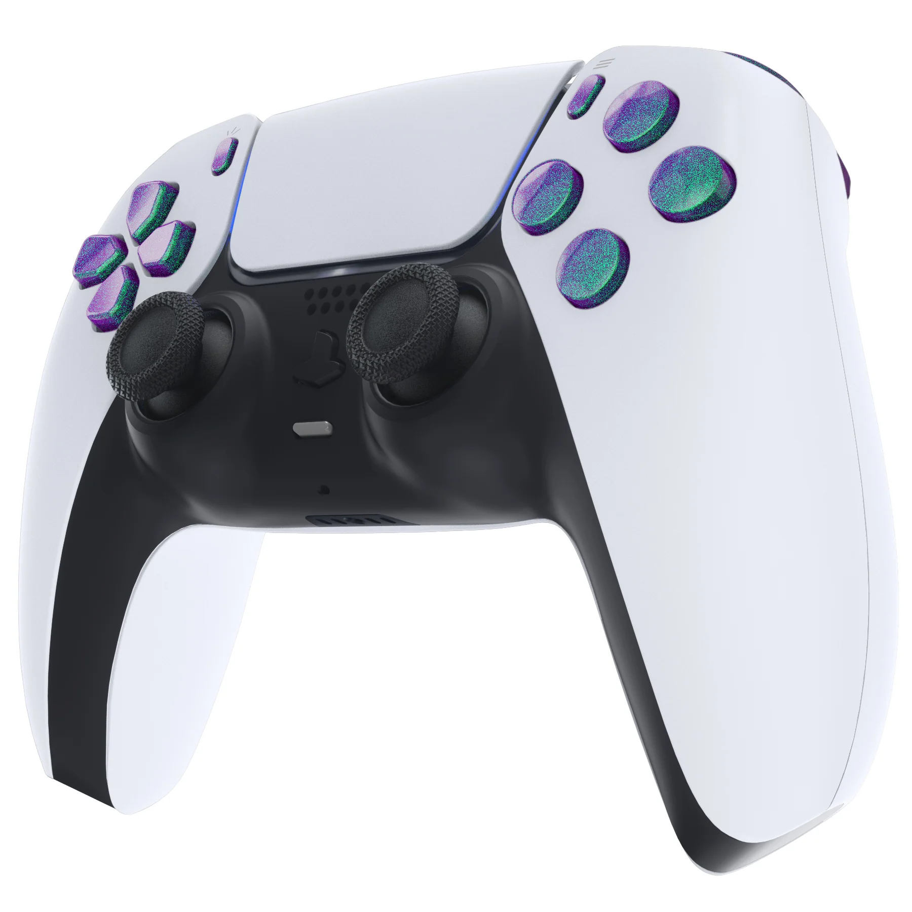 eXtremeRate Replacement Full Set Buttons Compatible with PS5 Controller BDM-010/020 - Chameleon Green Purple - Image 4