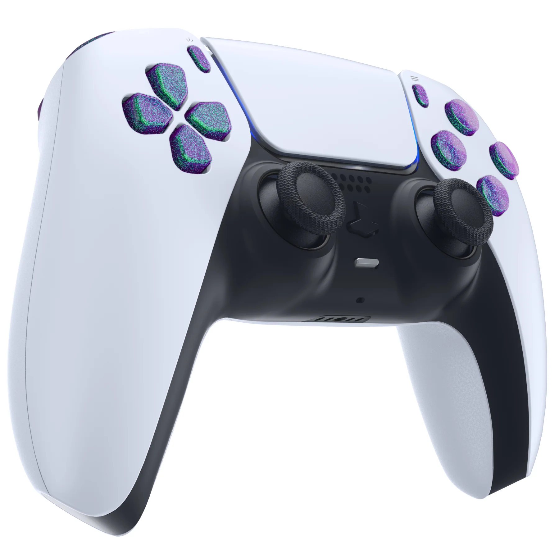eXtremeRate Replacement Full Set Buttons Compatible with PS5 Controller BDM-010/020 - Chameleon Green Purple - Image 5