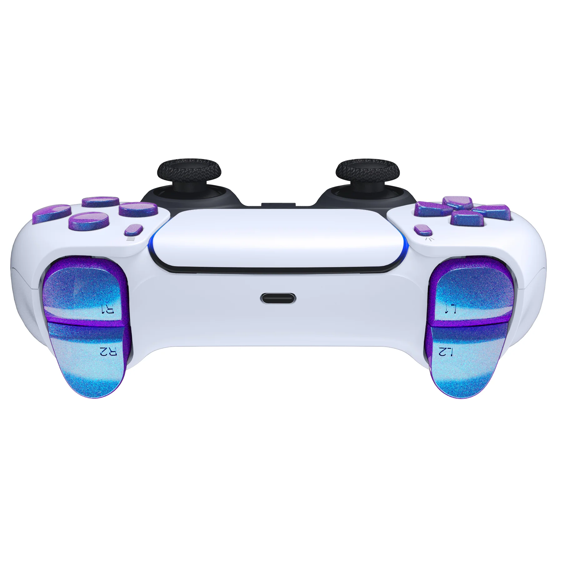 eXtremeRate Replacement Full Set Buttons Compatible with PS5 Controller BDM-010/020 - Chameleon Purple Blue - Image 7