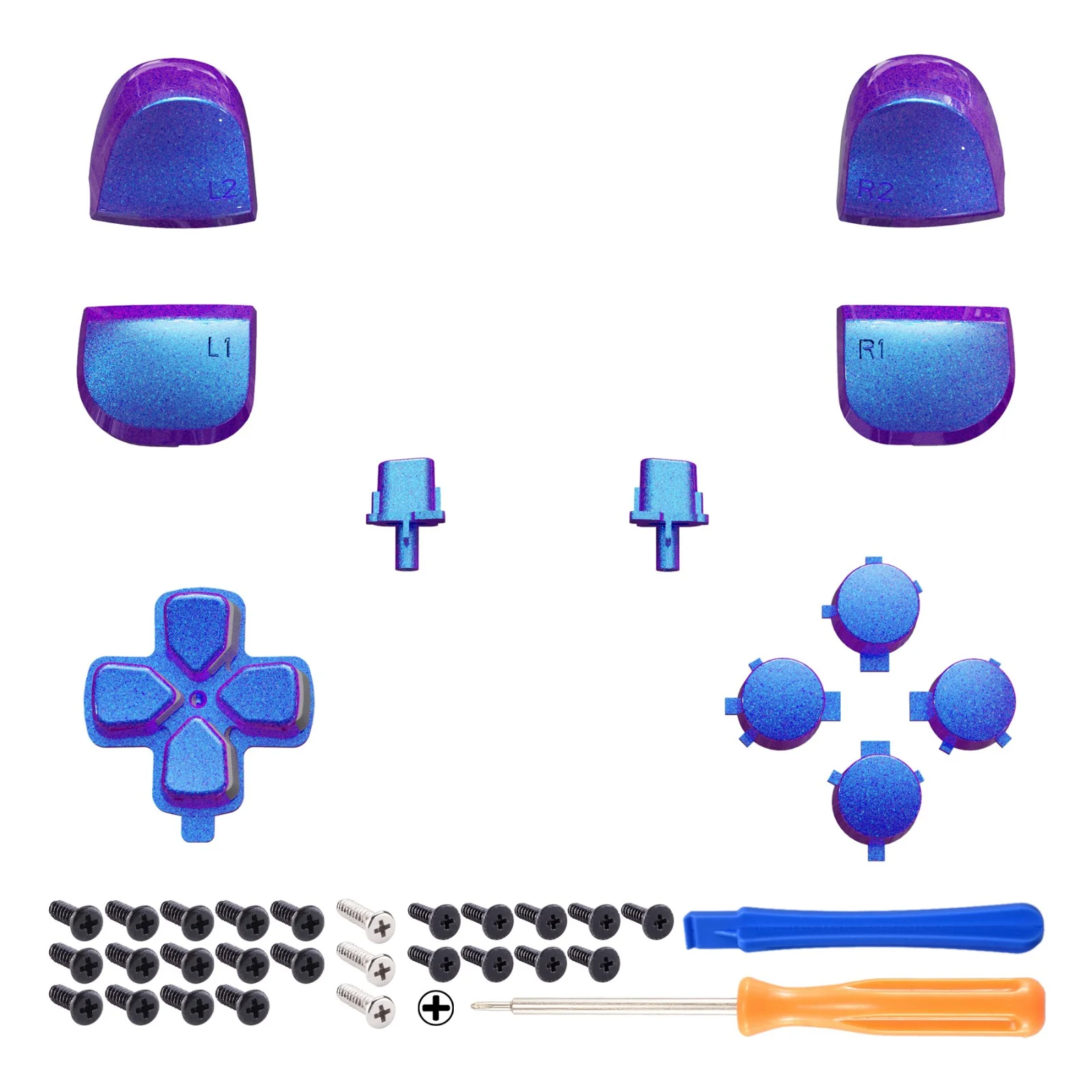 eXtremeRate Replacement Full Set Buttons Compatible with PS5 Controller BDM-010/020 - Chameleon Purple Blue - Image 8