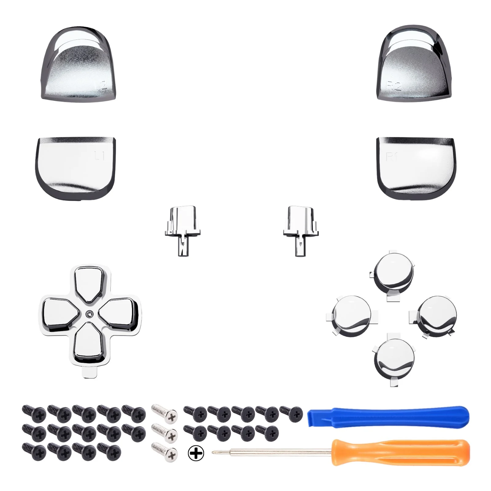 eXtremeRate Replacement Full Set Buttons Compatible with PS5 Controller BDM-010/020 - Chrome Silver - Image 8
