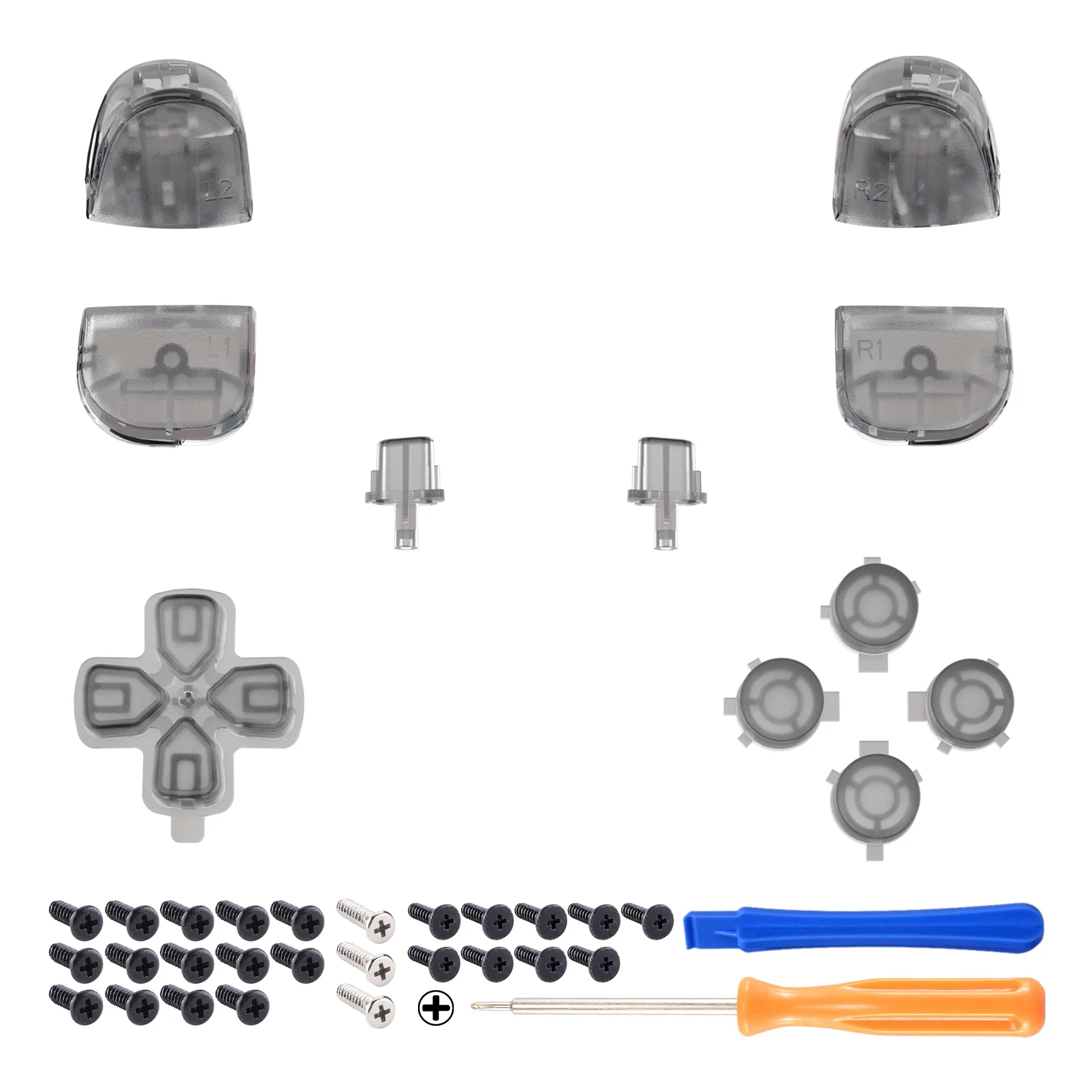 eXtremeRate Replacement Full Set Buttons Compatible with PS5 Controller BDM-010/020 - Clear Black - Image 6