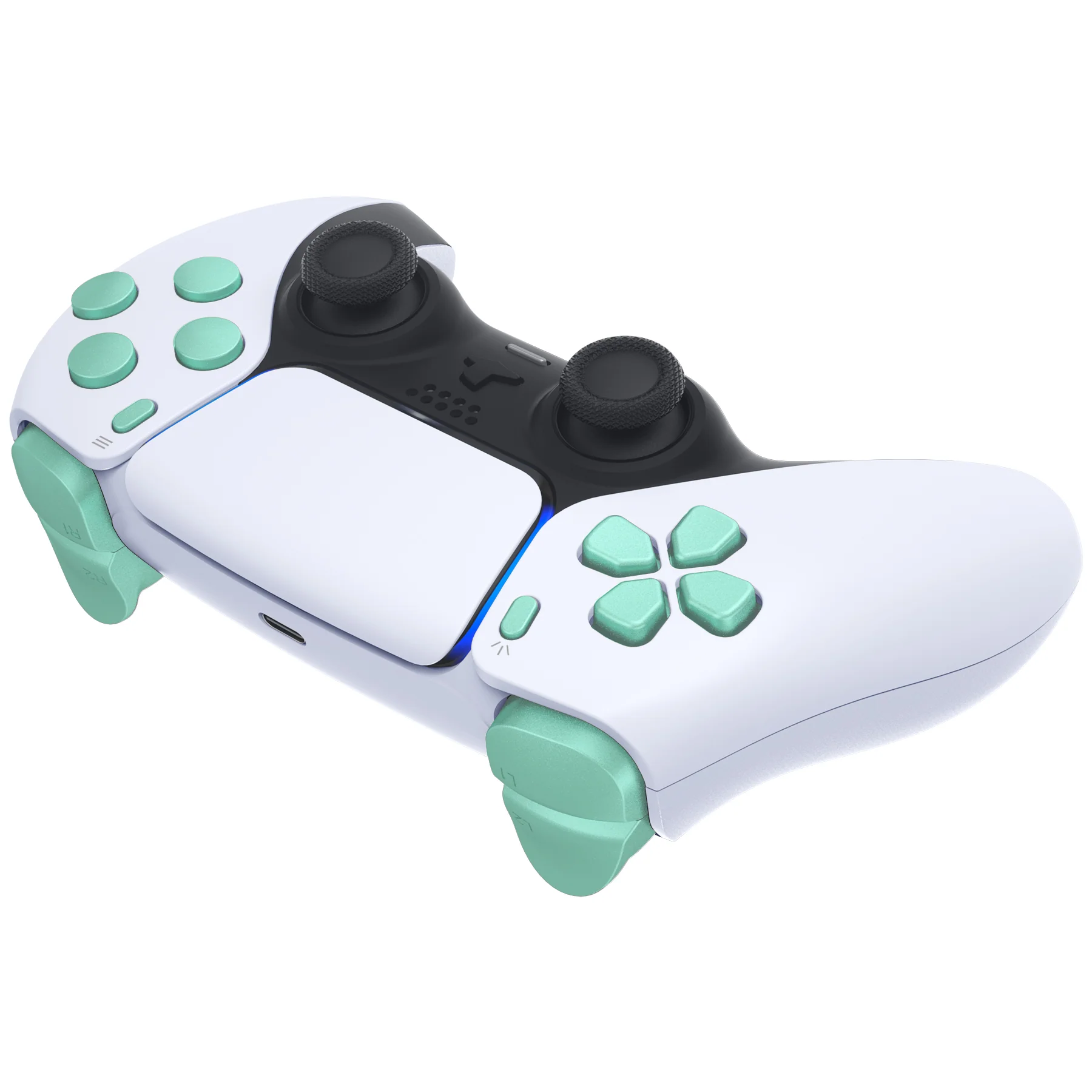 eXtremeRate Replacement Full Set Buttons Compatible with PS5 Controller BDM-010/020 - Metallic Vista Green - Image 6
