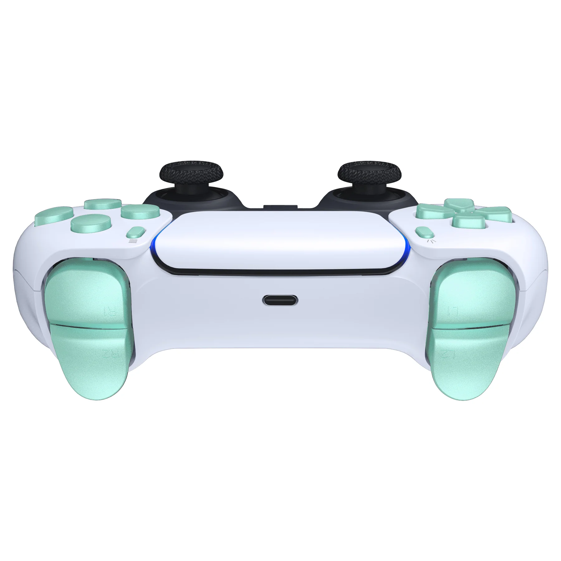 eXtremeRate Replacement Full Set Buttons Compatible with PS5 Controller BDM-010/020 - Metallic Vista Green - Image 7