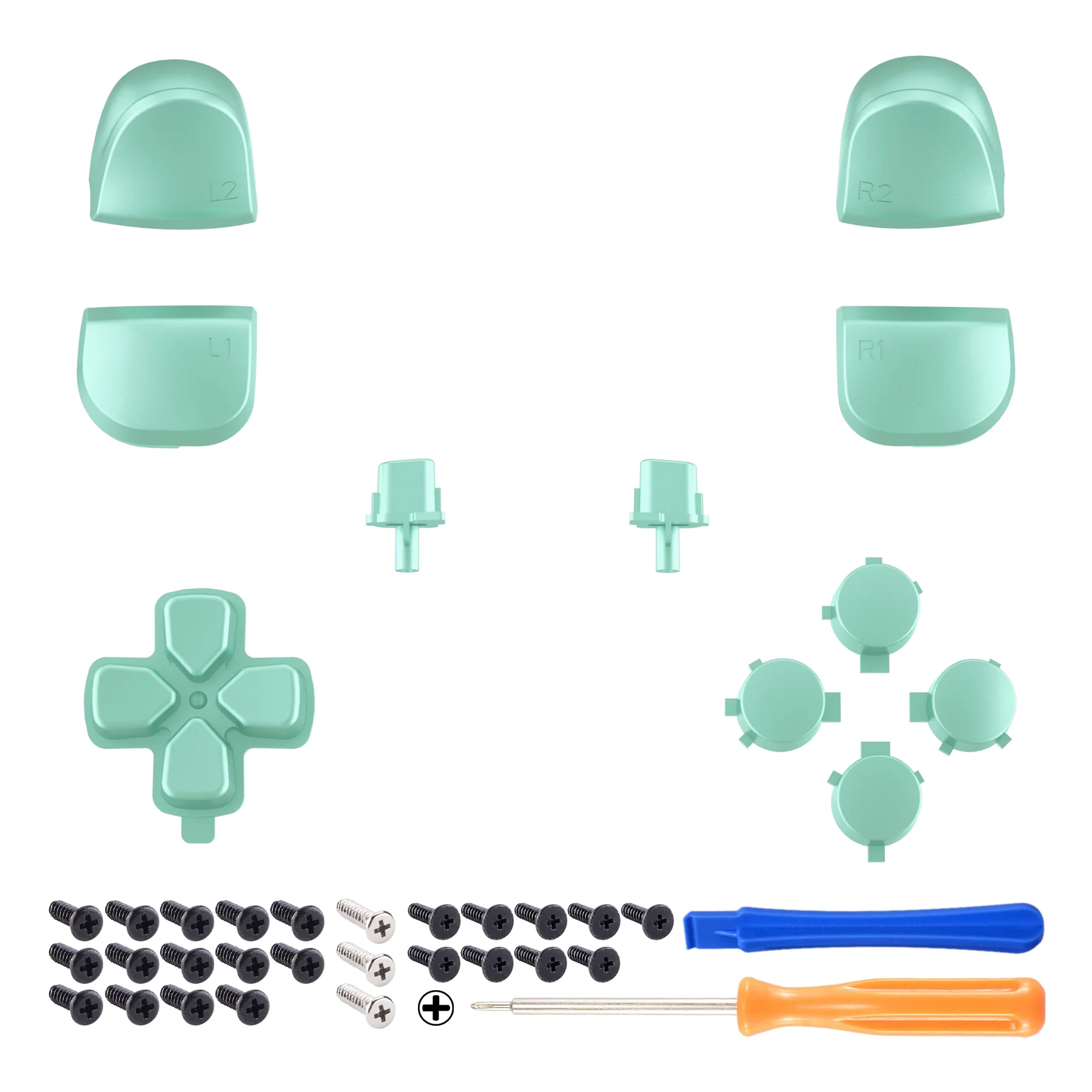 eXtremeRate Replacement Full Set Buttons Compatible with PS5 Controller BDM-010/020 - Metallic Vista Green - Image 8