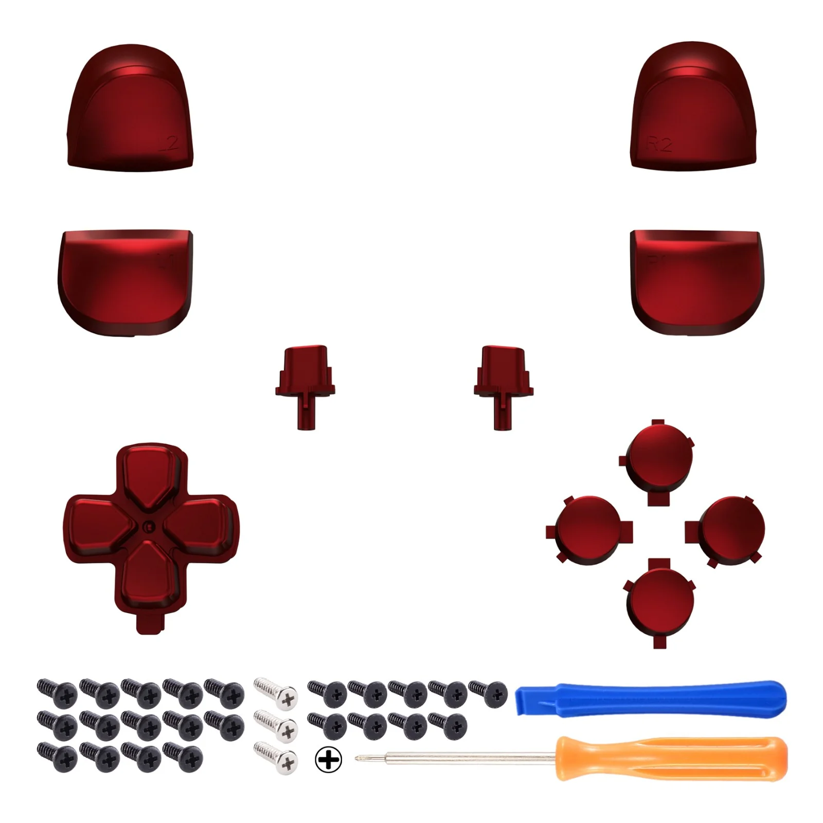 eXtremeRate Replacement Full Set Buttons Compatible with PS5 Controller BDM-010/020 - Scarlet Red - Image 8