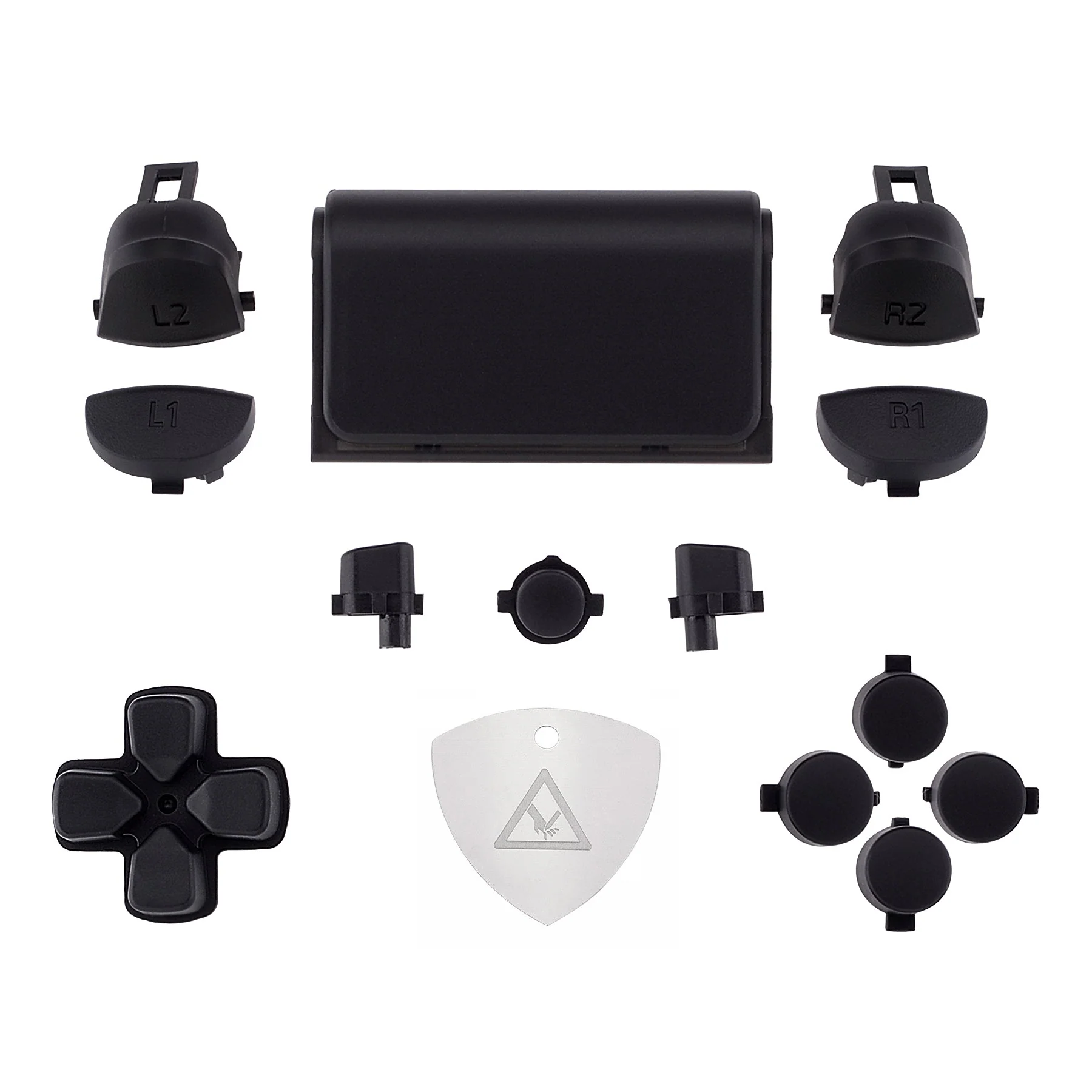 eXtremeRate Replacement Full Set Buttons Compatible with PS4 Slim Pro CUH-ZCT2 Controller - Black - Image 2