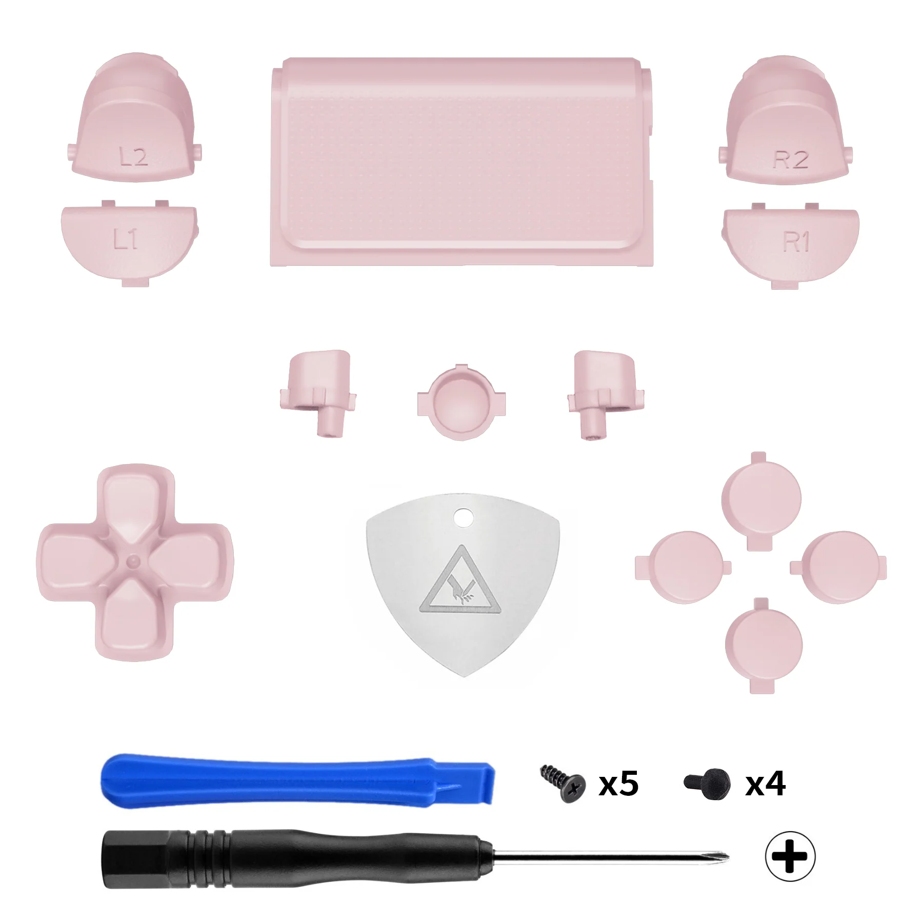 eXtremeRate Replacement Full Set Buttons Compatible with PS4 Slim Pro CUH-ZCT2 Controller - Cherry Blossoms Pink - Image 2