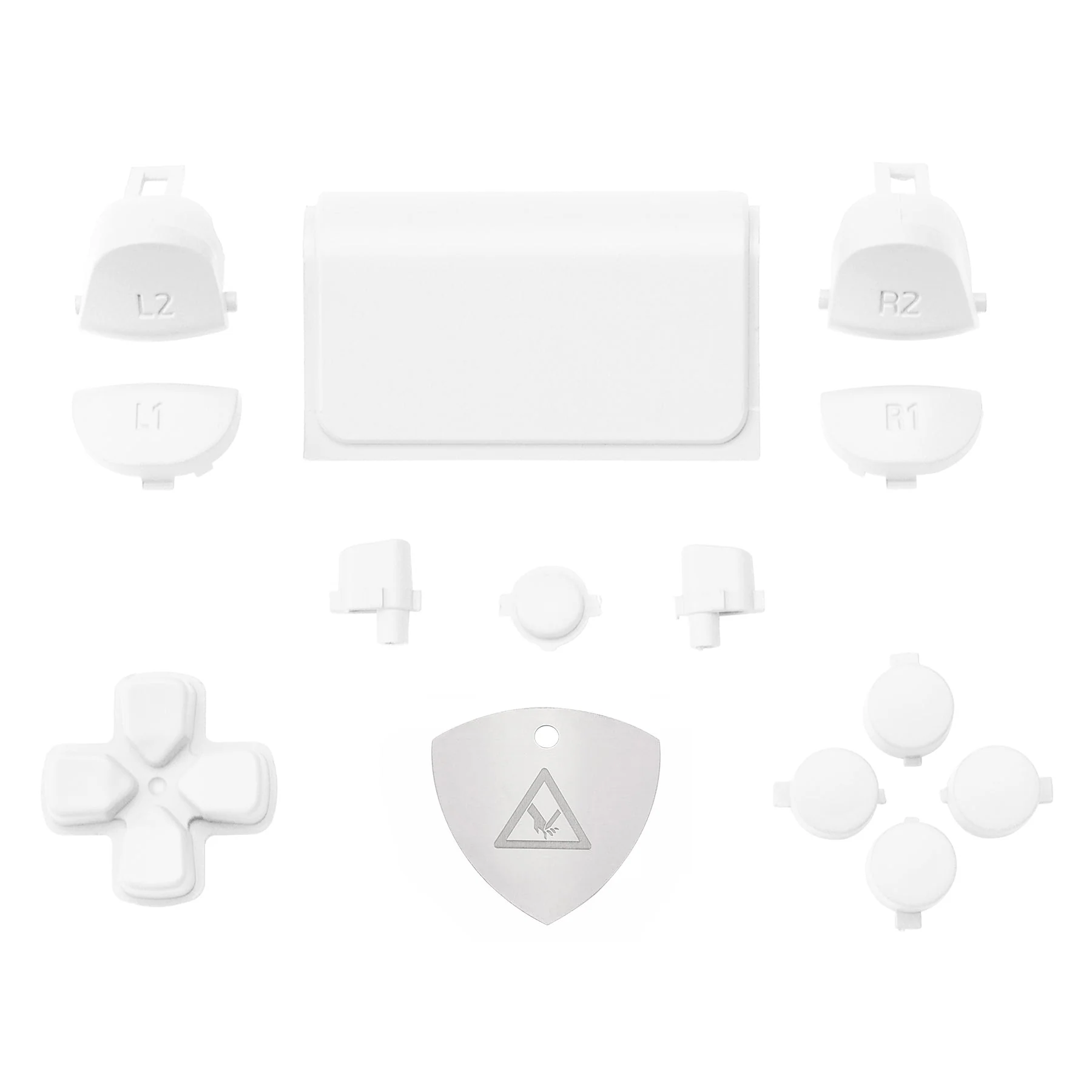 eXtremeRate Replacement Full Set Buttons Compatible with PS4 Slim Pro CUH-ZCT2 Controller - White - Image 2