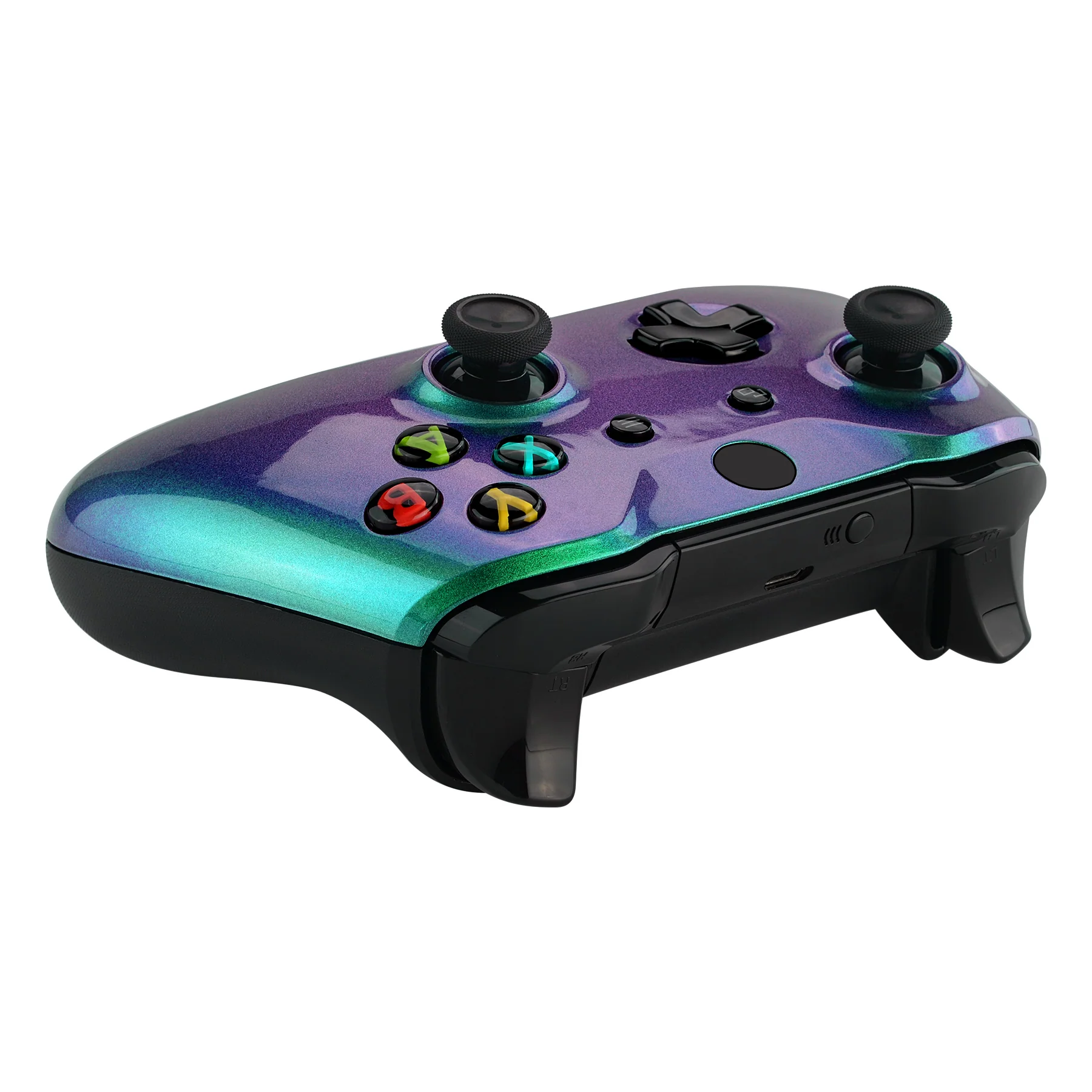 eXtremeRate Replacement Front Housing Shell for Xbox One X & S Controller (Model 1708) - Chameleon Green Purple - Image 6
