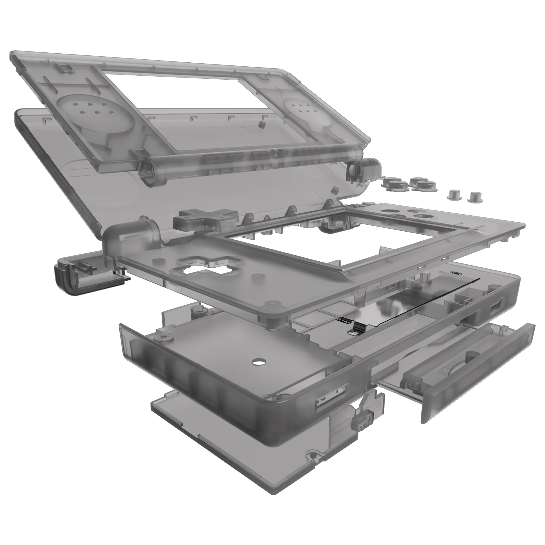 eXtremeRate Replacement Full Housing Shell & Buttons with Screen Lens for Nintendo DS Lite NDSL - Clear Black - Image 4