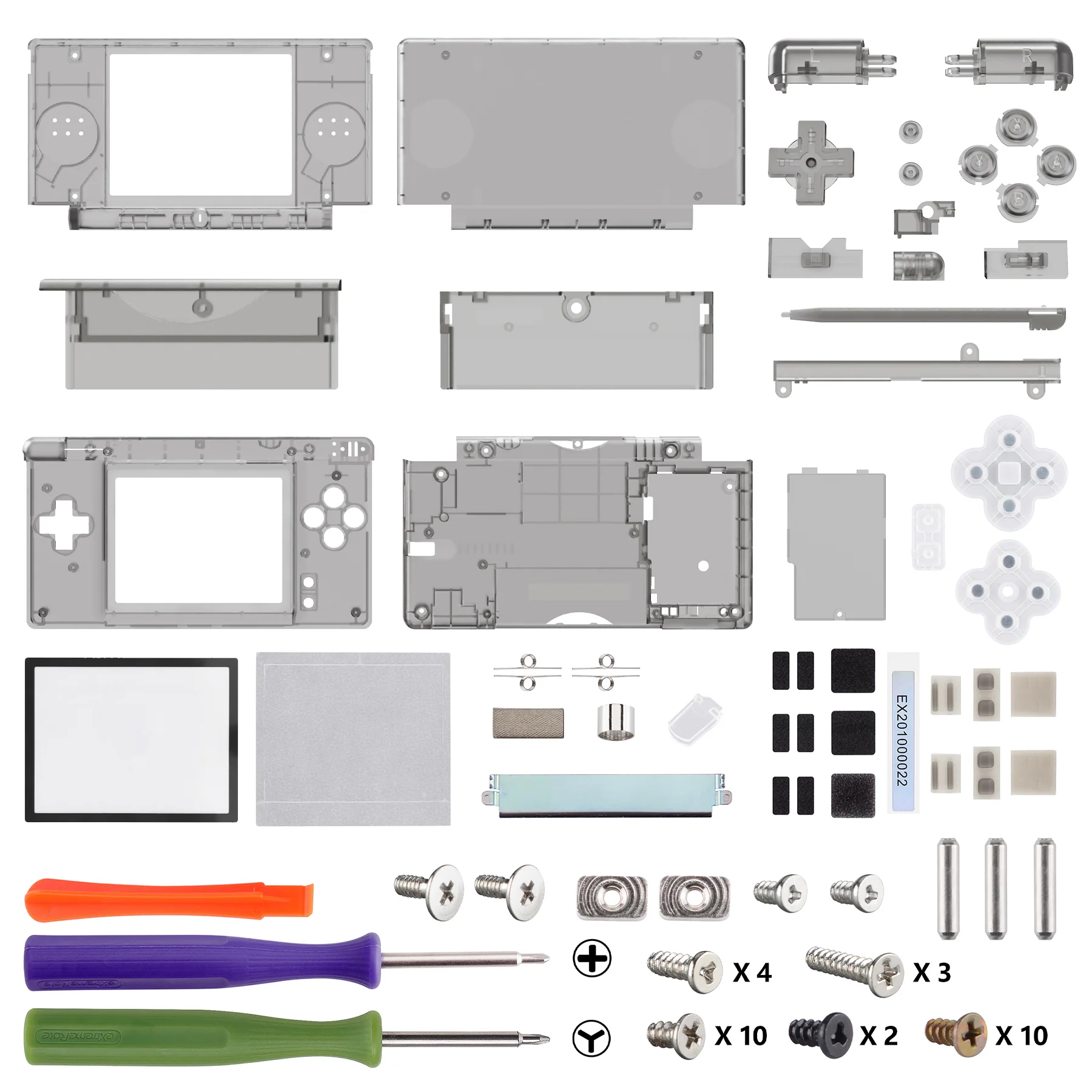 eXtremeRate Replacement Full Housing Shell & Buttons with Screen Lens for Nintendo DS Lite NDSL - Clear Black - Image 5