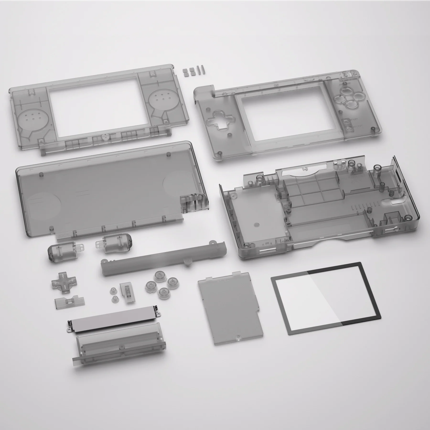 eXtremeRate Replacement Full Housing Shell & Buttons with Screen Lens for Nintendo DS Lite NDSL - Clear Black - Image 6
