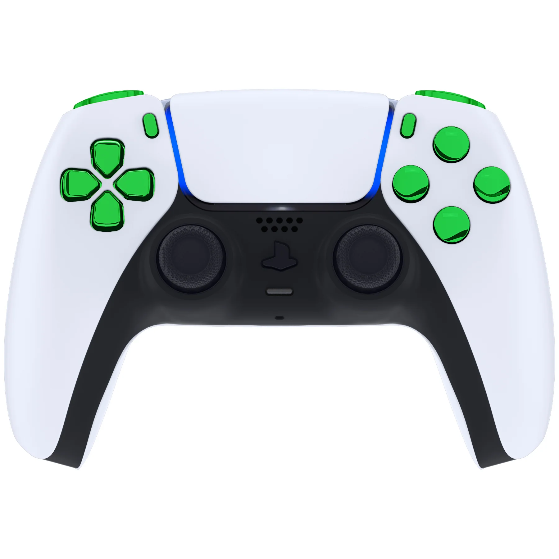 eXtremeRate Replacement Full Set Buttons Compatible with PS5 Controller BDM-030/040/050/060 - Chrome Green - Image 4