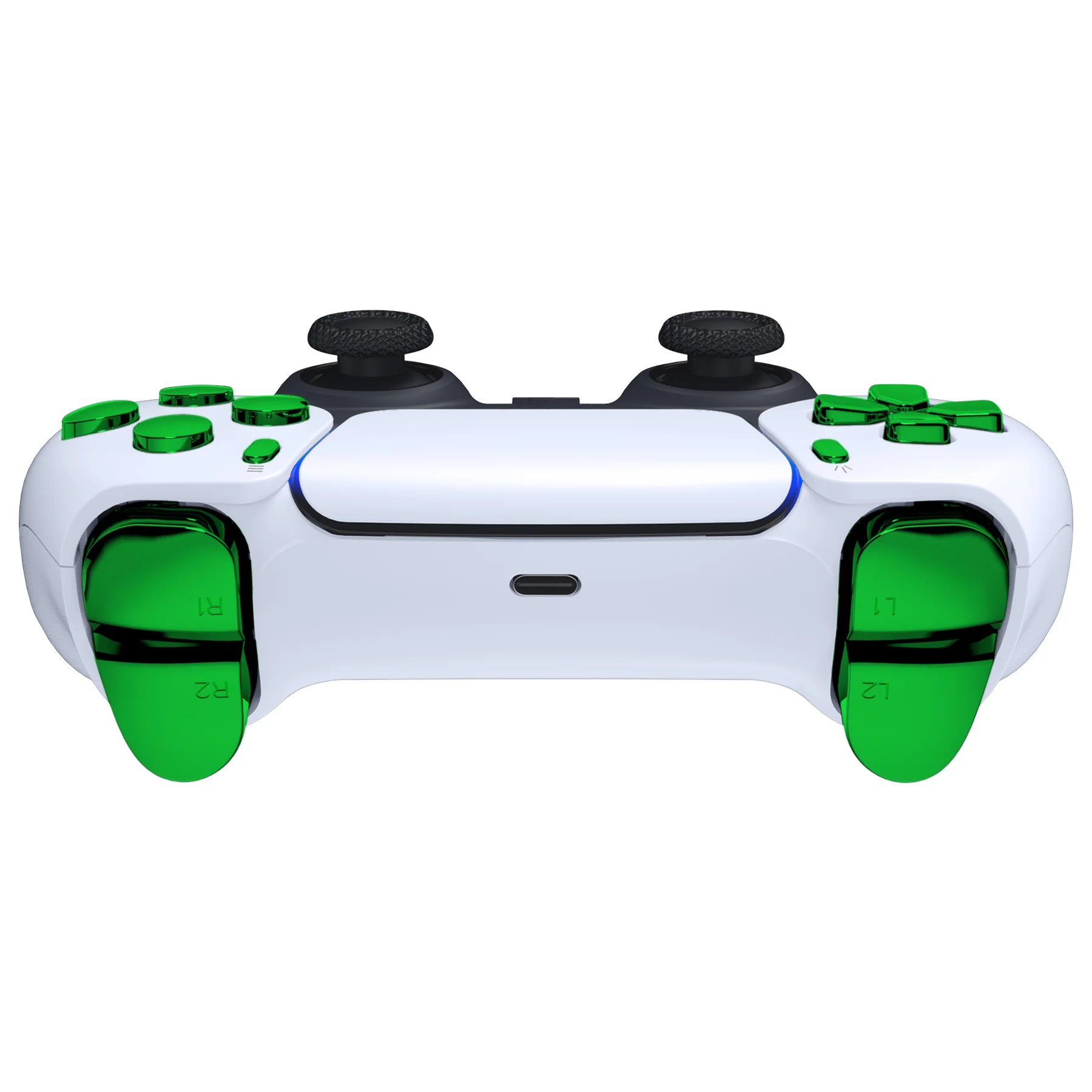 eXtremeRate Replacement Full Set Buttons Compatible with PS5 Controller BDM-030/040/050/060 - Chrome Green - Image 8