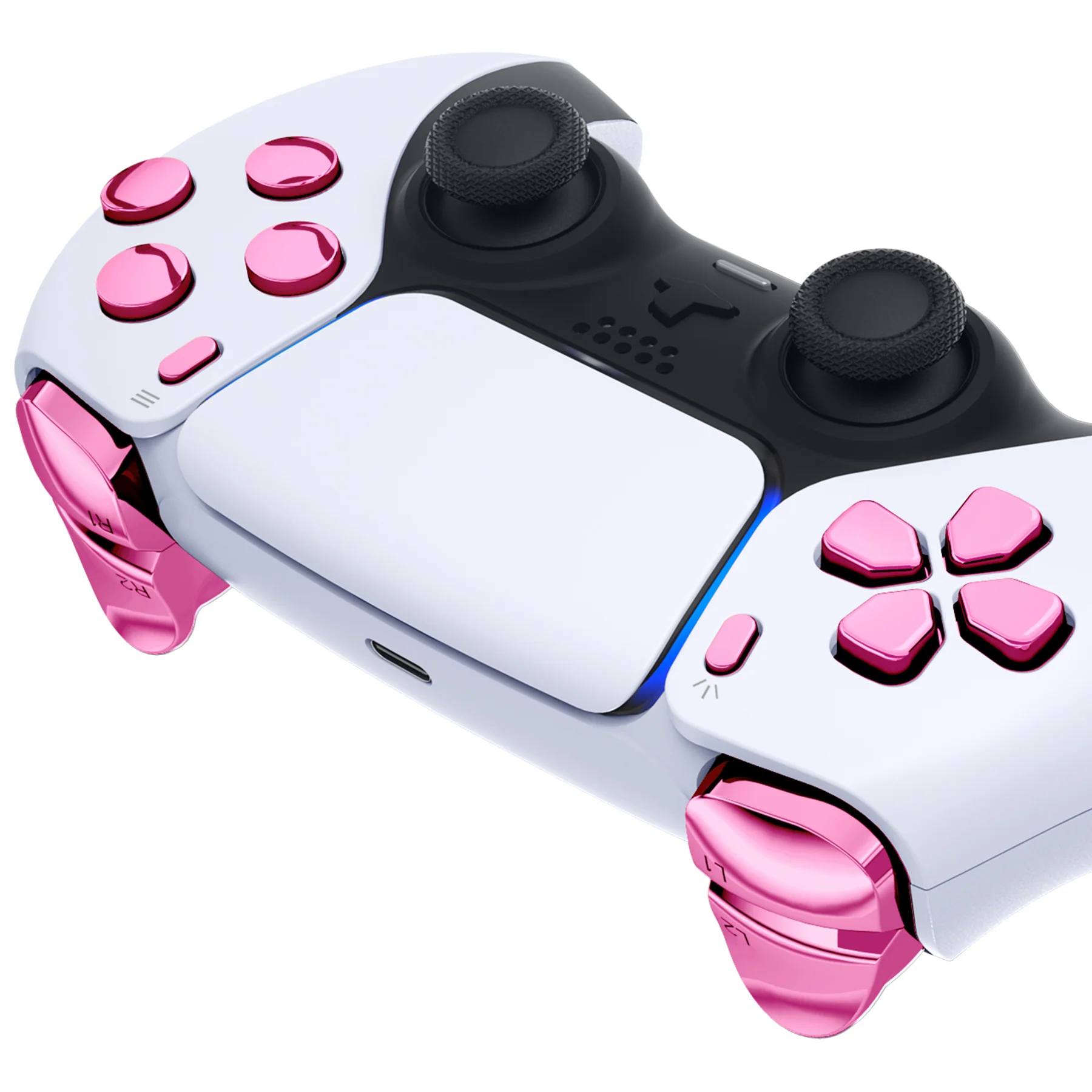 eXtremeRate Replacement Full Set Buttons Compatible with PS5 Controller BDM-030/040/050/060 - Chrome Pink - Image 7
