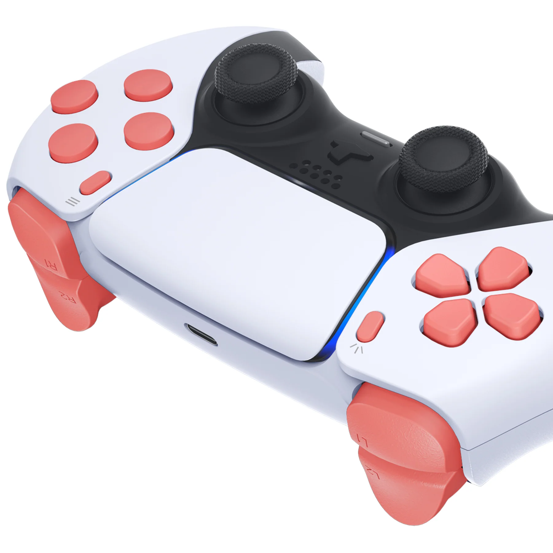 eXtremeRate Replacement Full Set Buttons Compatible with PS5 Controller BDM-030/040/050/060 - Coral - Image 7