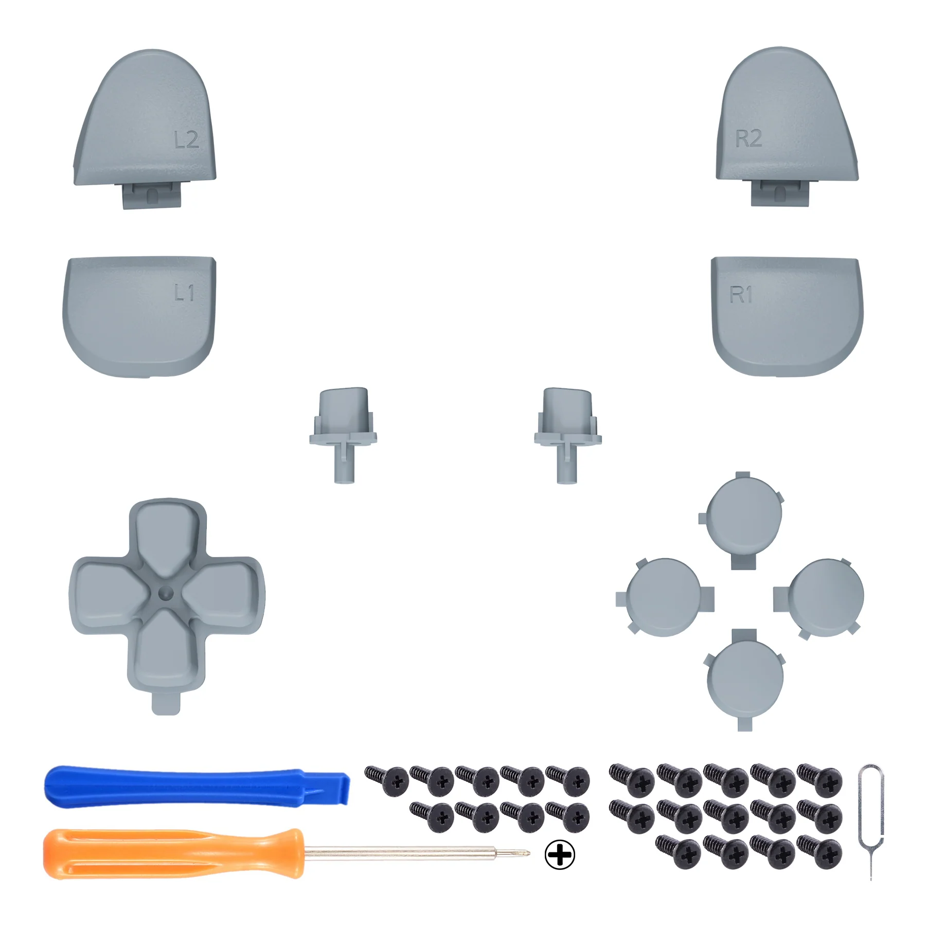 eXtremeRate Replacement Full Set Buttons Compatible with PS5 Controller BDM-030/040/050/060 - New Hope Gray - Image 2