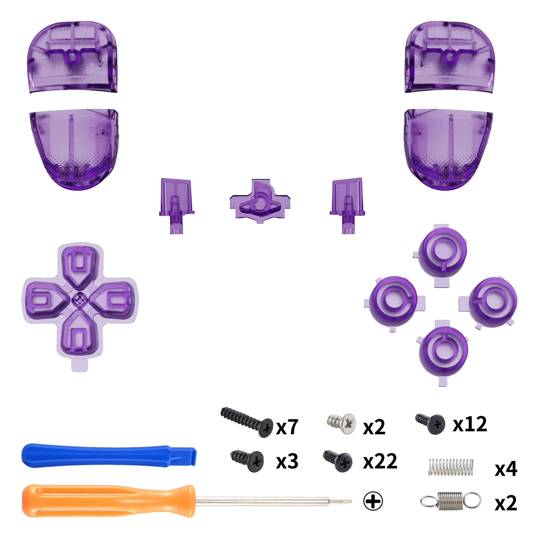 eXtremeRate Replacement Full Set Buttons Compatible with PS5 Edge Controller - Clear Atomic Purple - Image 2