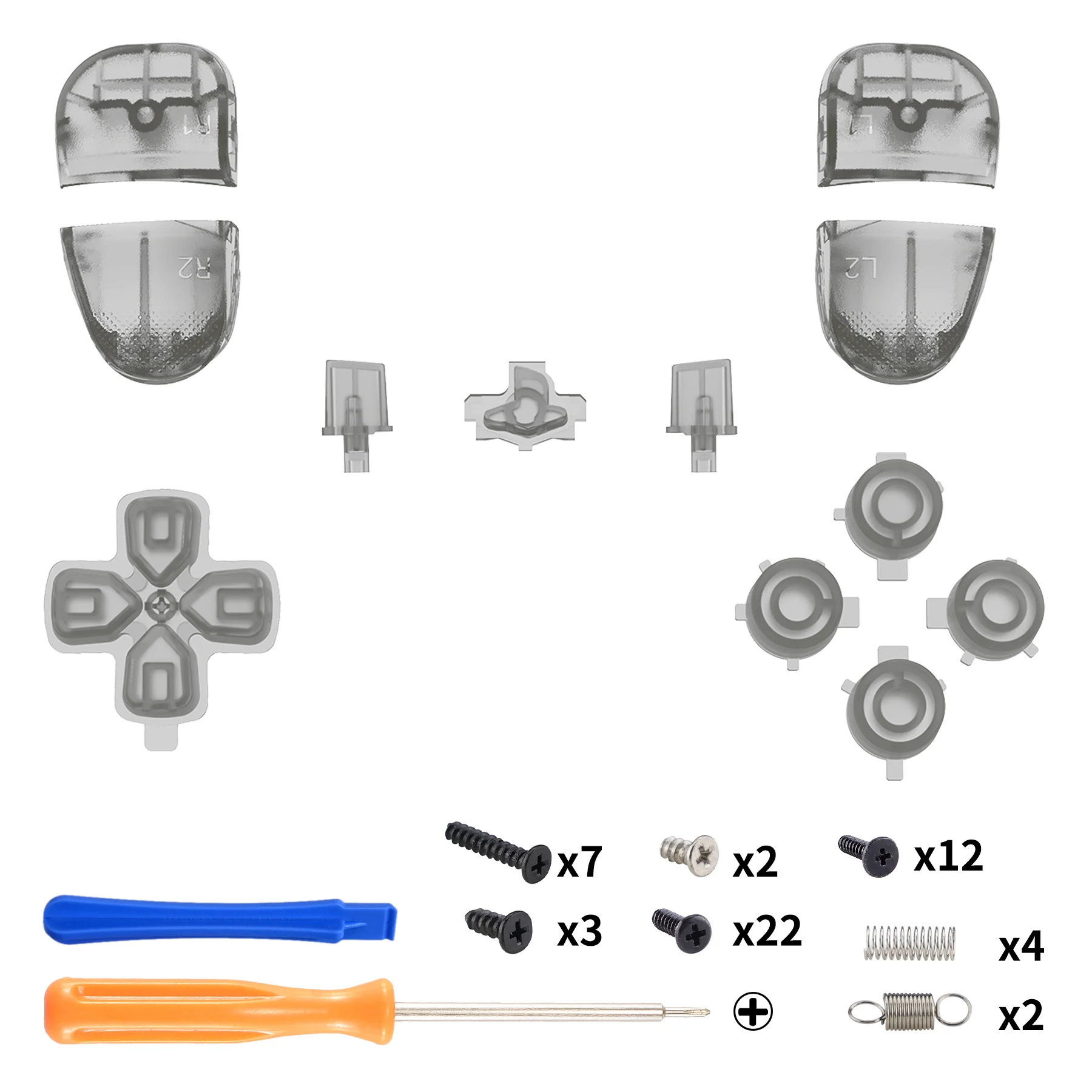 eXtremeRate Replacement Full Set Buttons Compatible with PS5 Edge Controller - Clear Black - Image 2
