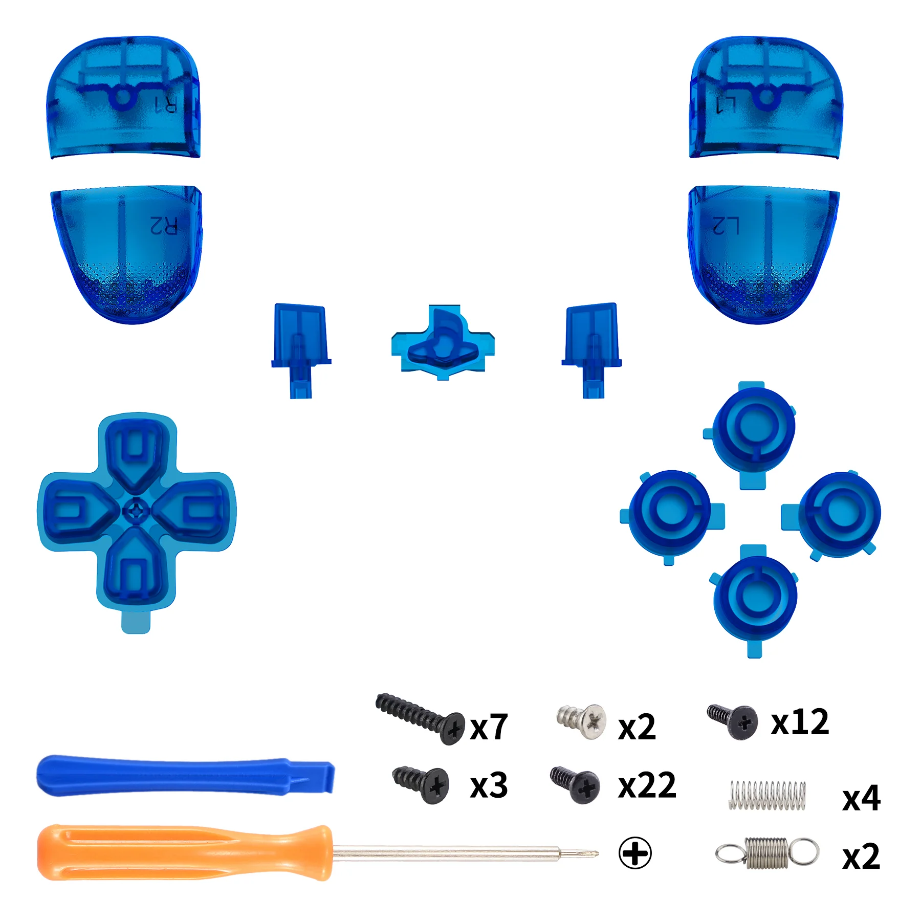 eXtremeRate Replacement Full Set Buttons Compatible with PS5 Edge Controller - Clear Blue - Image 2