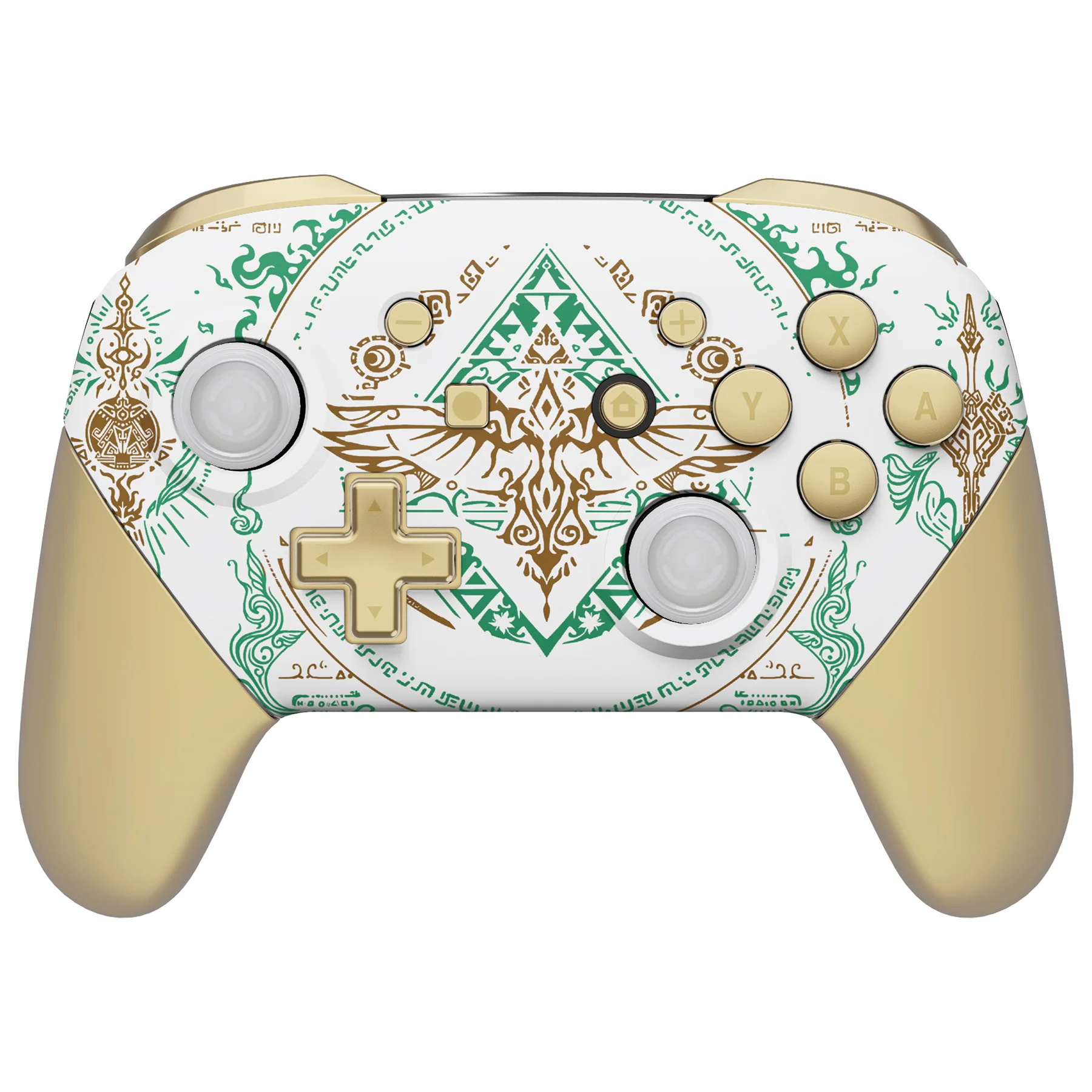 eXtremeRate Replacement Full Set Shell Faceplate Backplate Handles with Button Kit for Nintendo Switch Pro - Totem of Kingdom - White - Image 3