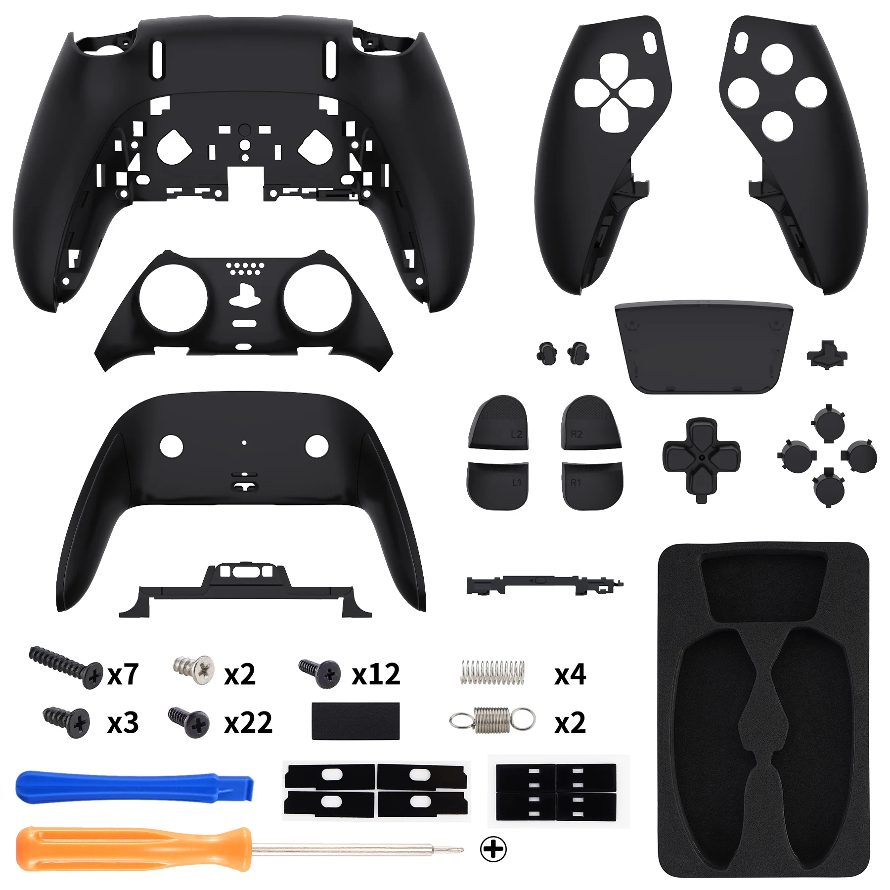 eXtremeRate Replacement Full Set Shells with Buttons Compatible with PS5 Edge Controller - Black - Image 2