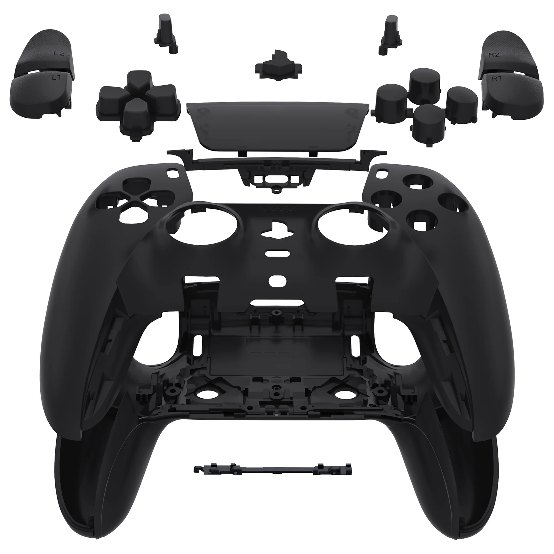 eXtremeRate Replacement Full Set Shells with Buttons Compatible with PS5 Edge Controller - Black - Image 3