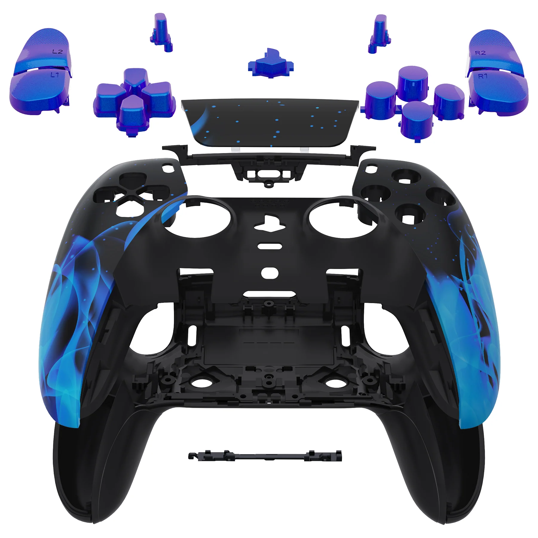 eXtremeRate Replacement Full Set Shells with Buttons Compatible with PS5 Edge Controller - Blue Flame - Image 3
