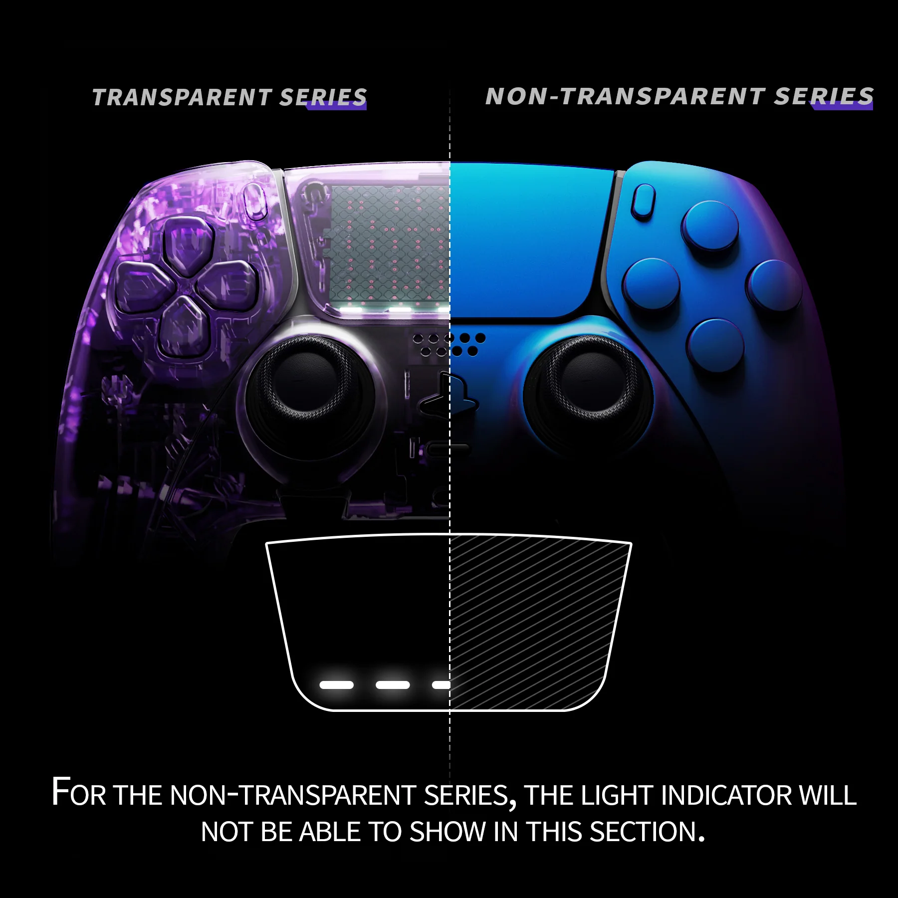 eXtremeRate Replacement Full Set Shells with Buttons Compatible with PS5 Edge Controller - Chameleon Purple Blue - Image 4