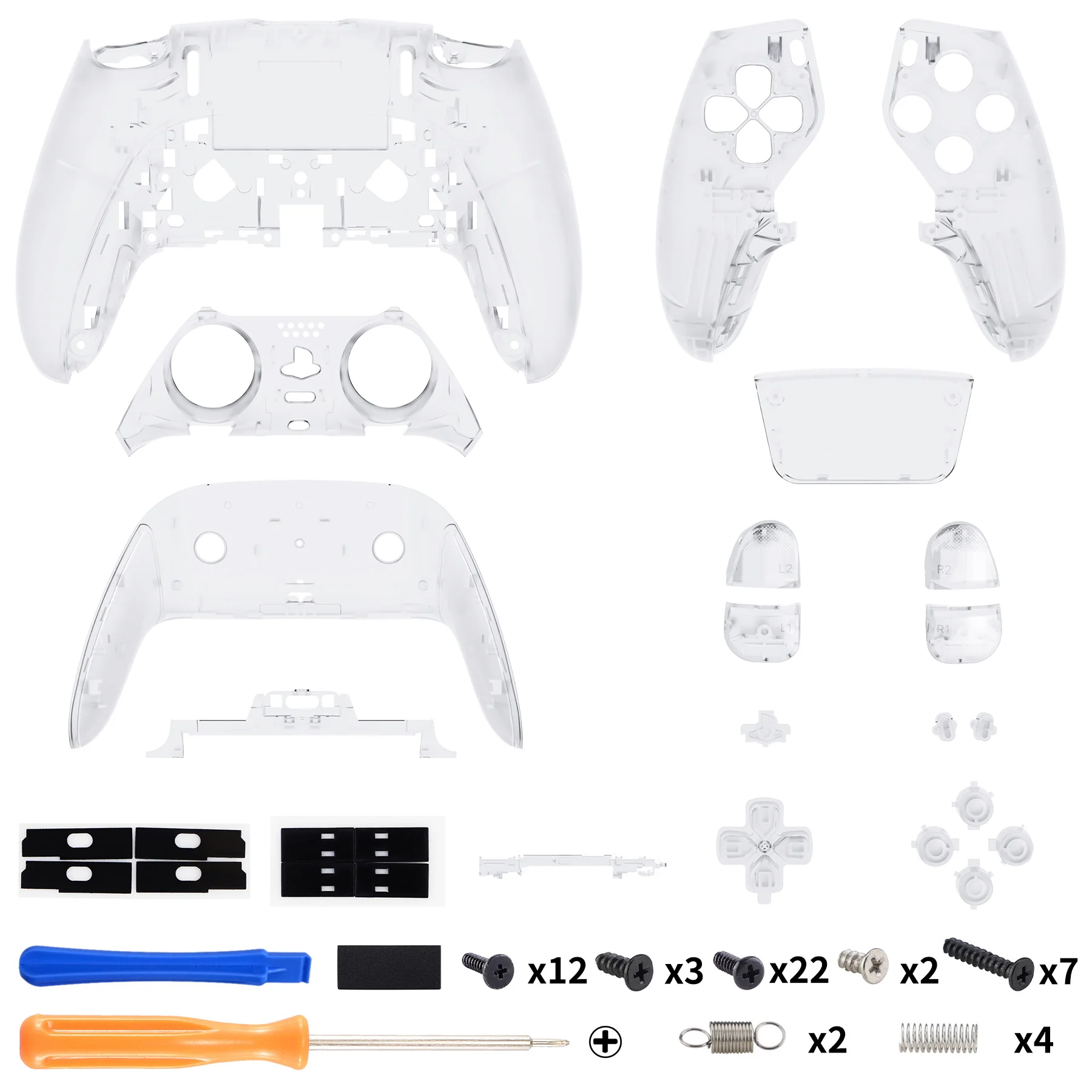 eXtremeRate Replacement Full Set Shells with Buttons Compatible with PS5 Edge Controller - Clear - Image 2