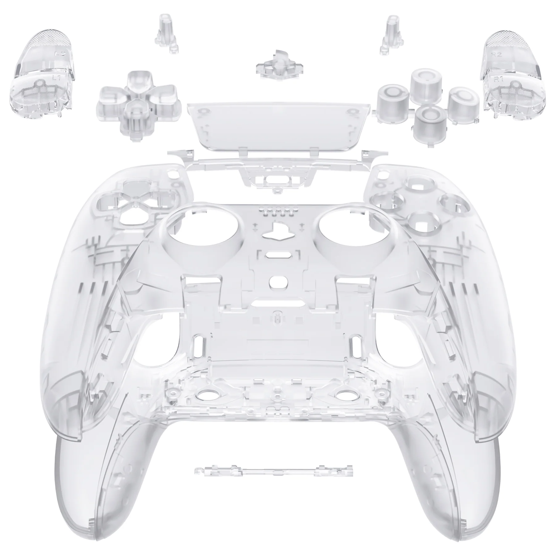 eXtremeRate Replacement Full Set Shells with Buttons Compatible with PS5 Edge Controller - Clear - Image 3