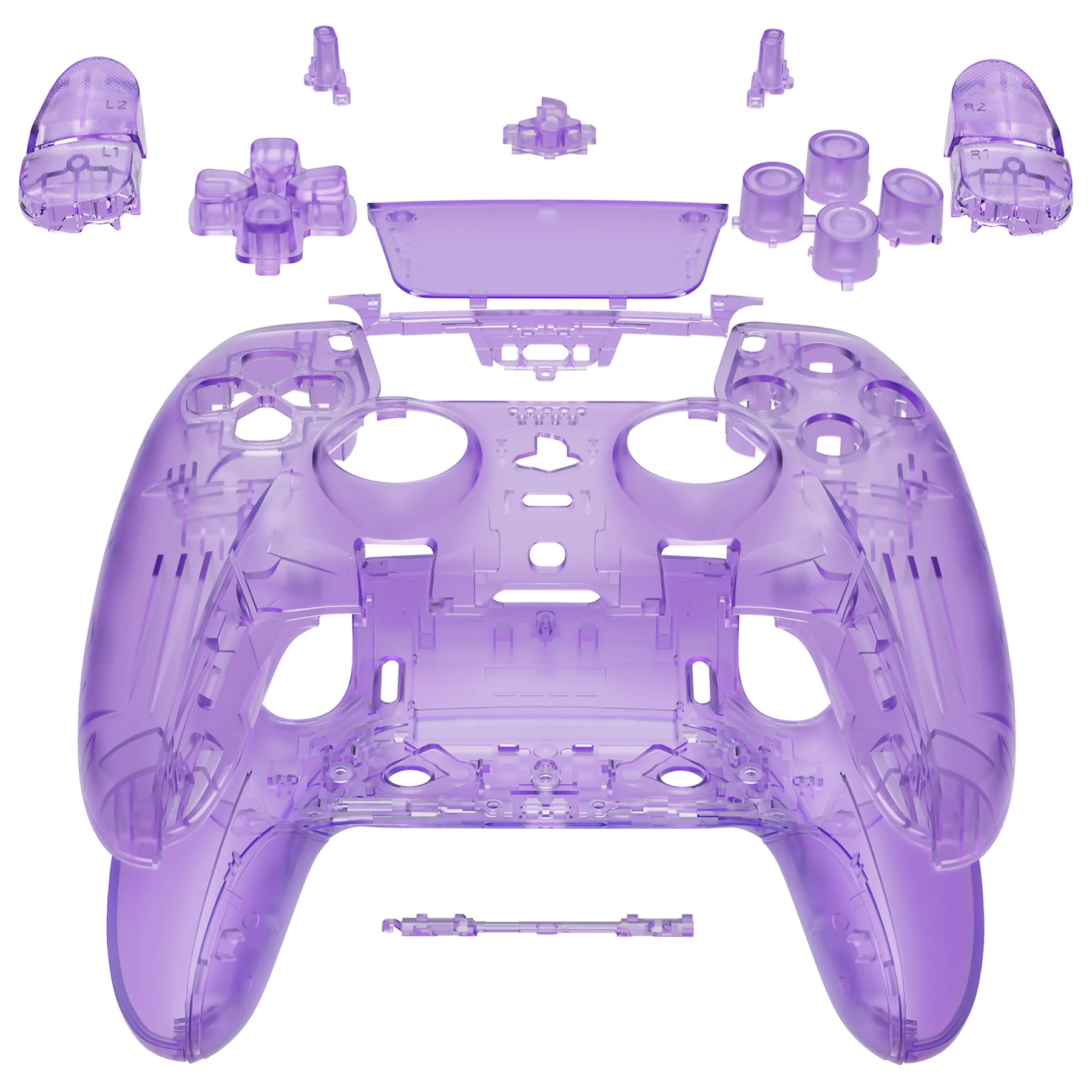 eXtremeRate Replacement Full Set Shells with Buttons Compatible with PS5 Edge Controller - Clear Atomic Purple - Image 3