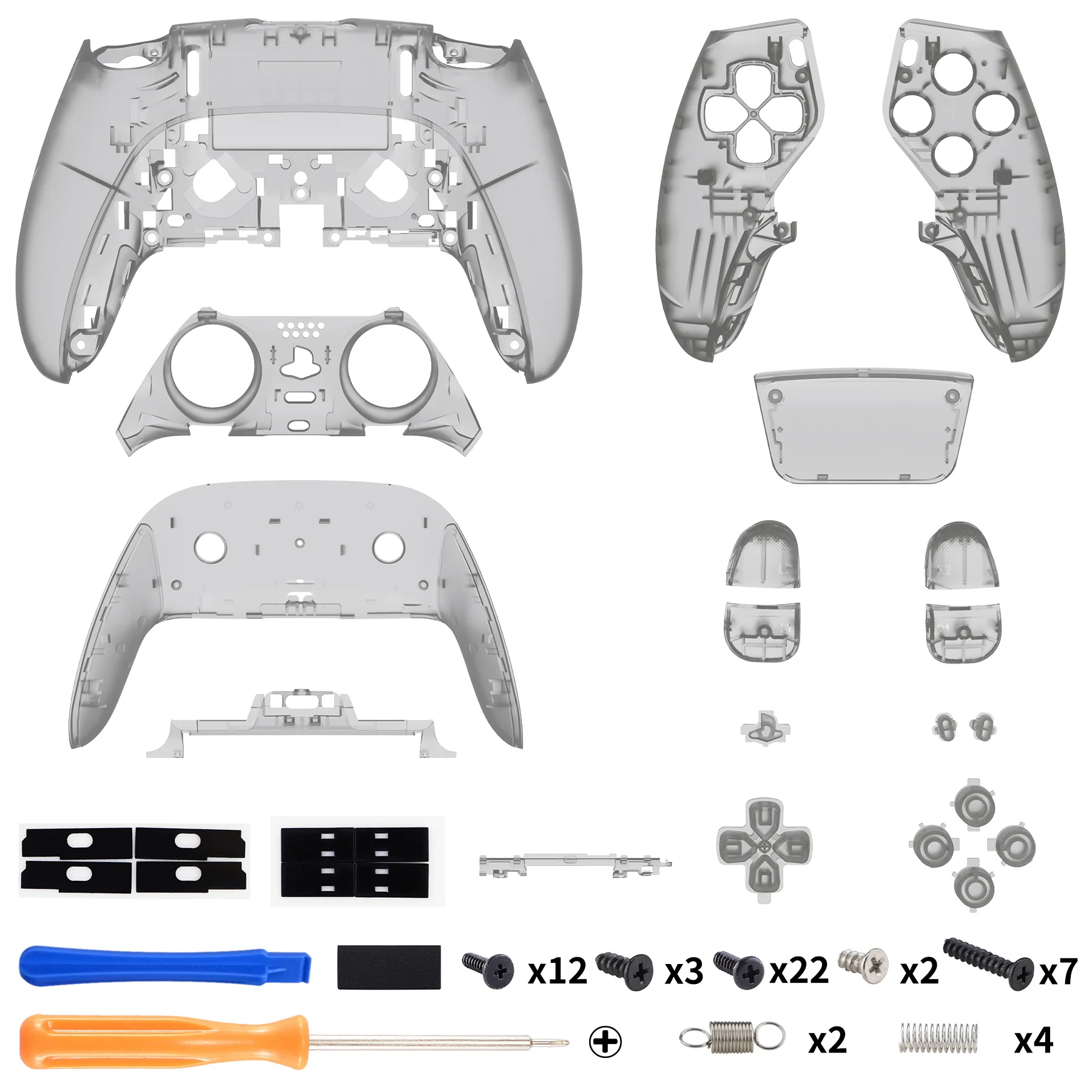 eXtremeRate Replacement Full Set Shells with Buttons Compatible with PS5 Edge Controller - Clear Black - Image 2