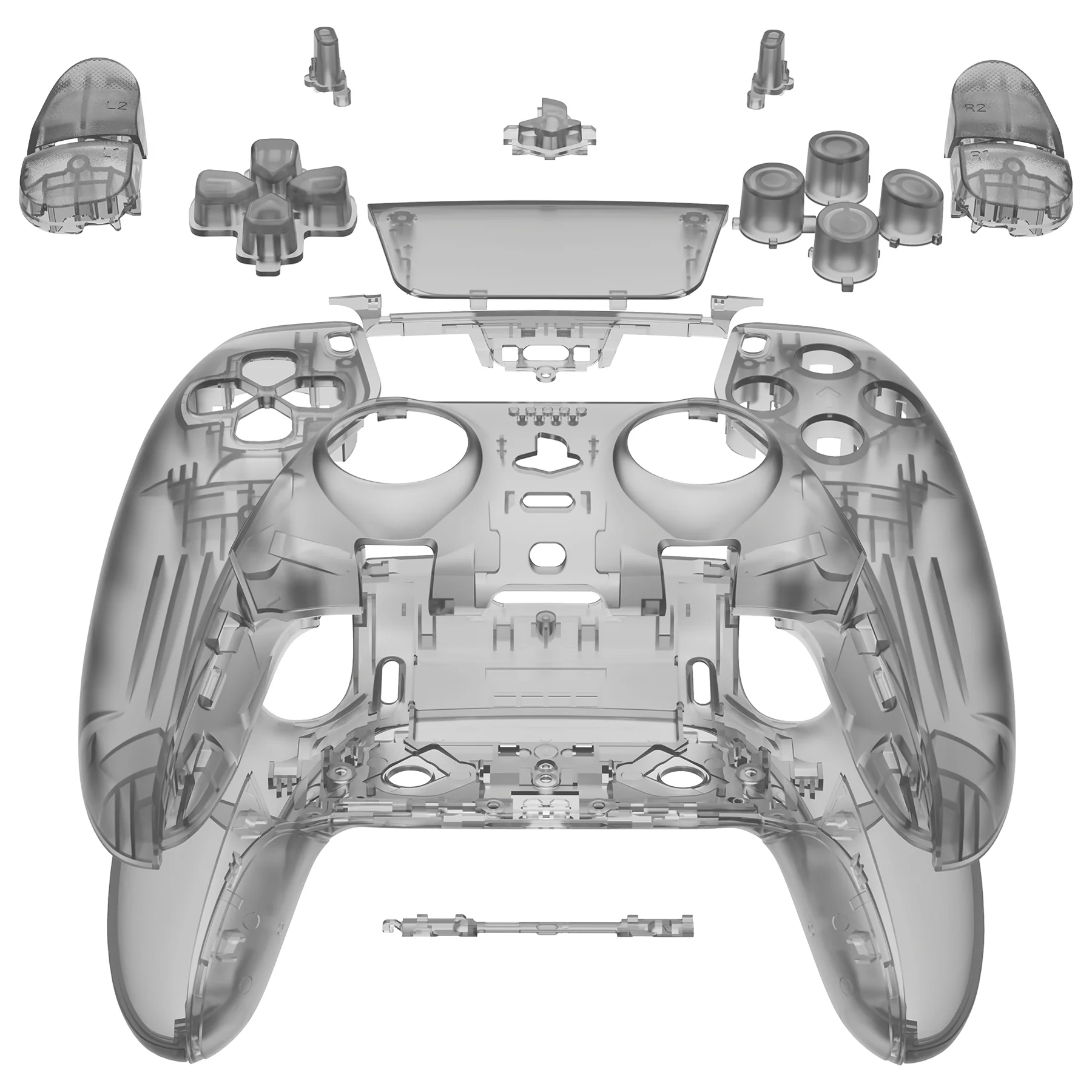 eXtremeRate Replacement Full Set Shells with Buttons Compatible with PS5 Edge Controller - Clear Black - Image 3
