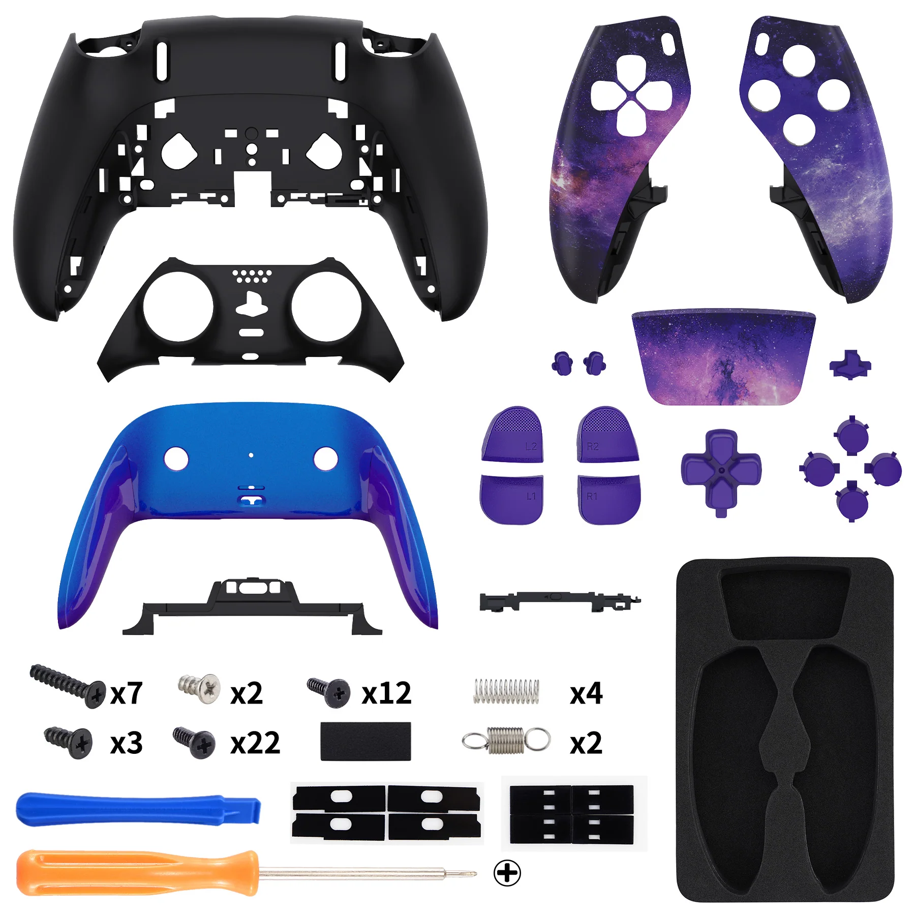 eXtremeRate Replacement Full Set Shells with Buttons Compatible with PS5 Edge Controller - Nebula Galaxy - Image 2