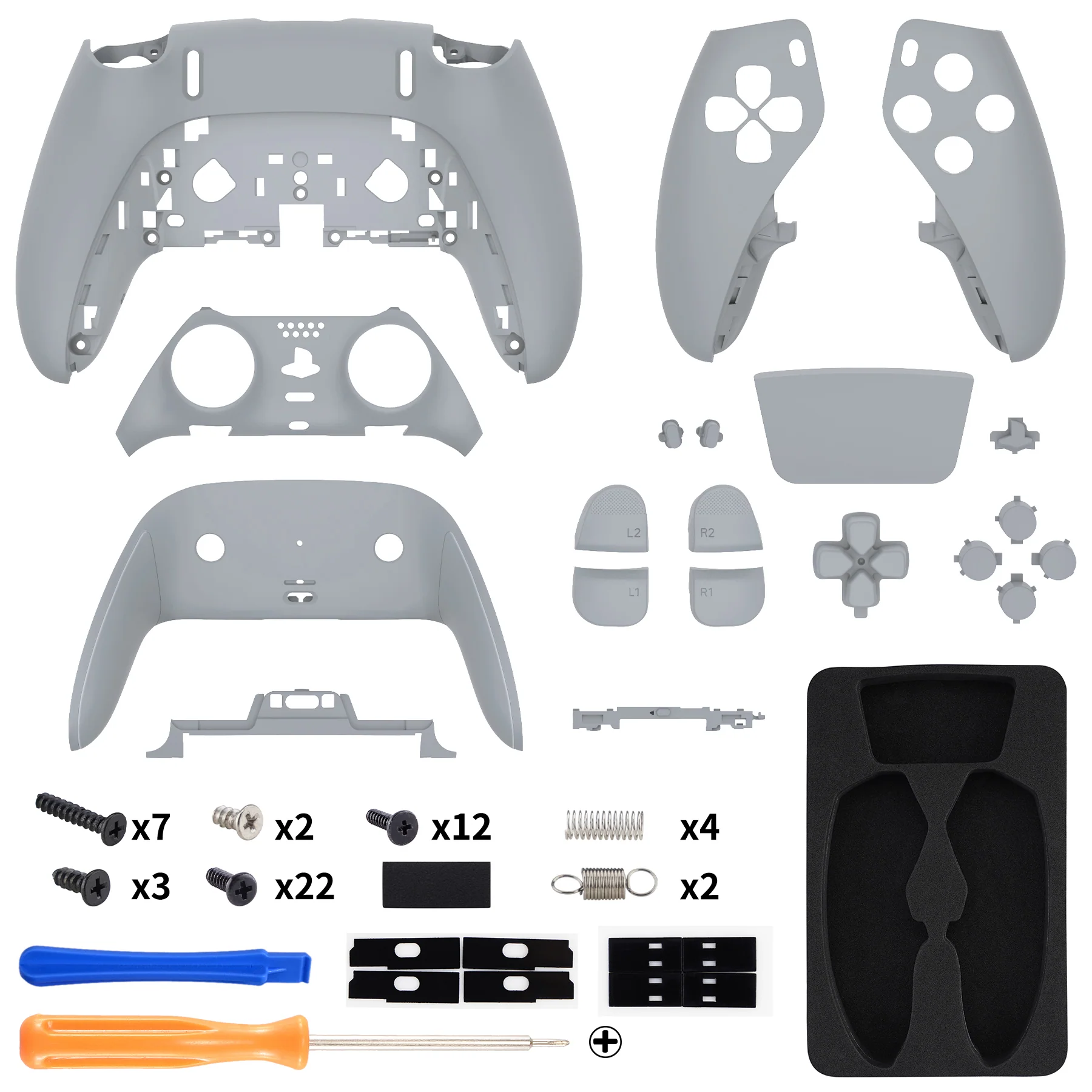eXtremeRate Replacement Full Set Shells with Buttons Compatible with PS5 Edge Controller - New Hope Gray - Image 2