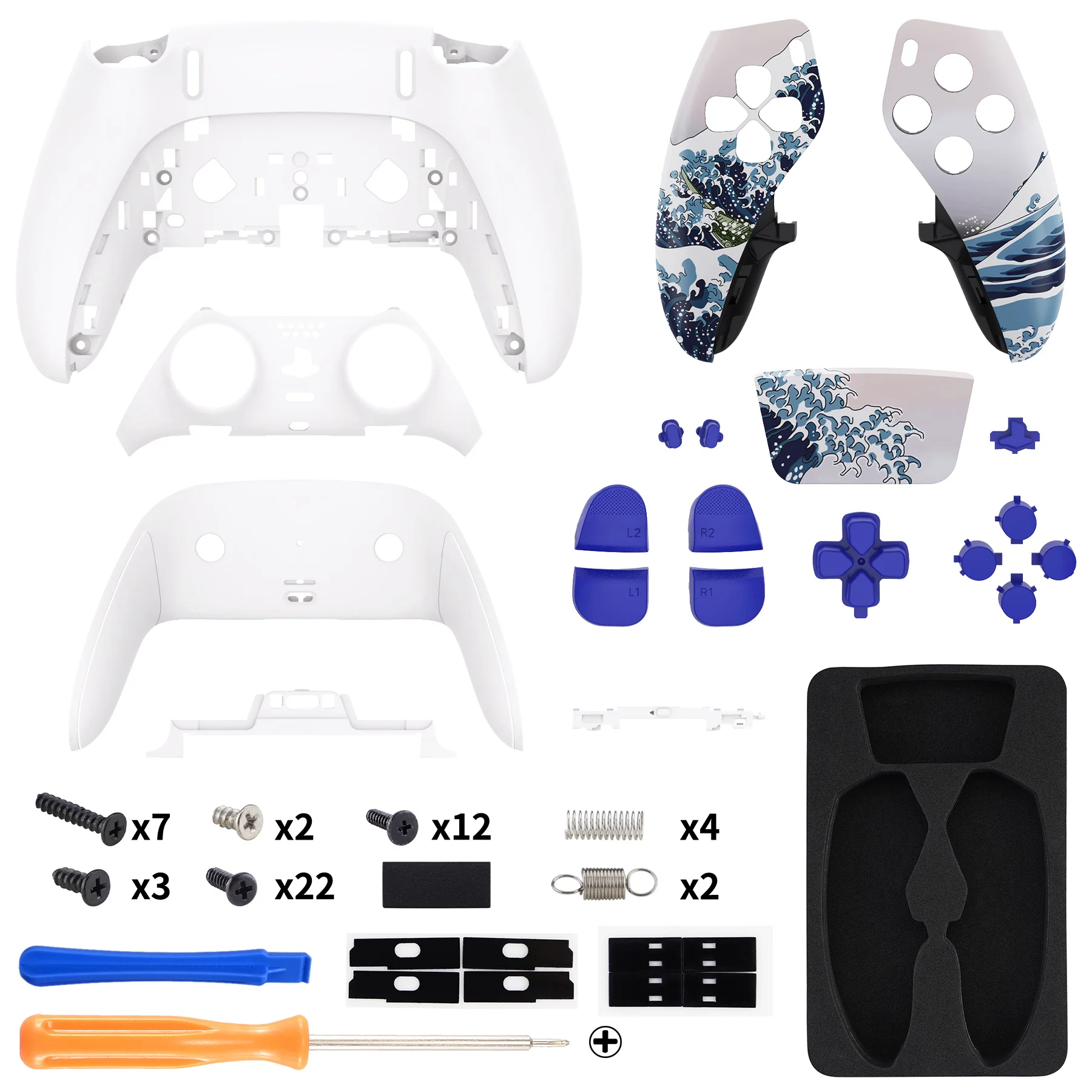 eXtremeRate Replacement Full Set Shells with Buttons Compatible with PS5 Edge Controller - The Great Wave - Image 2