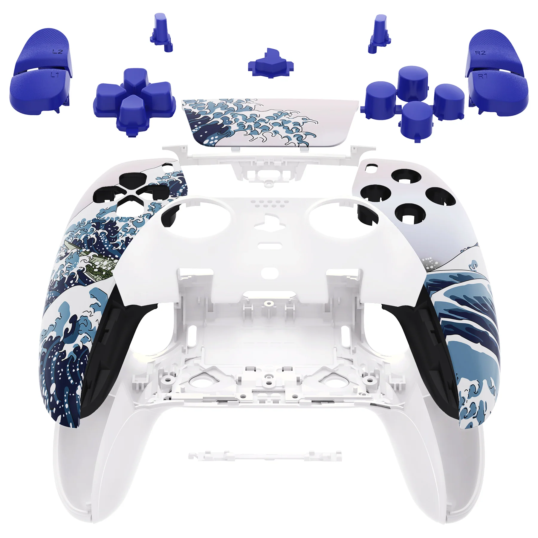 eXtremeRate Replacement Full Set Shells with Buttons Compatible with PS5 Edge Controller - The Great Wave - Image 3