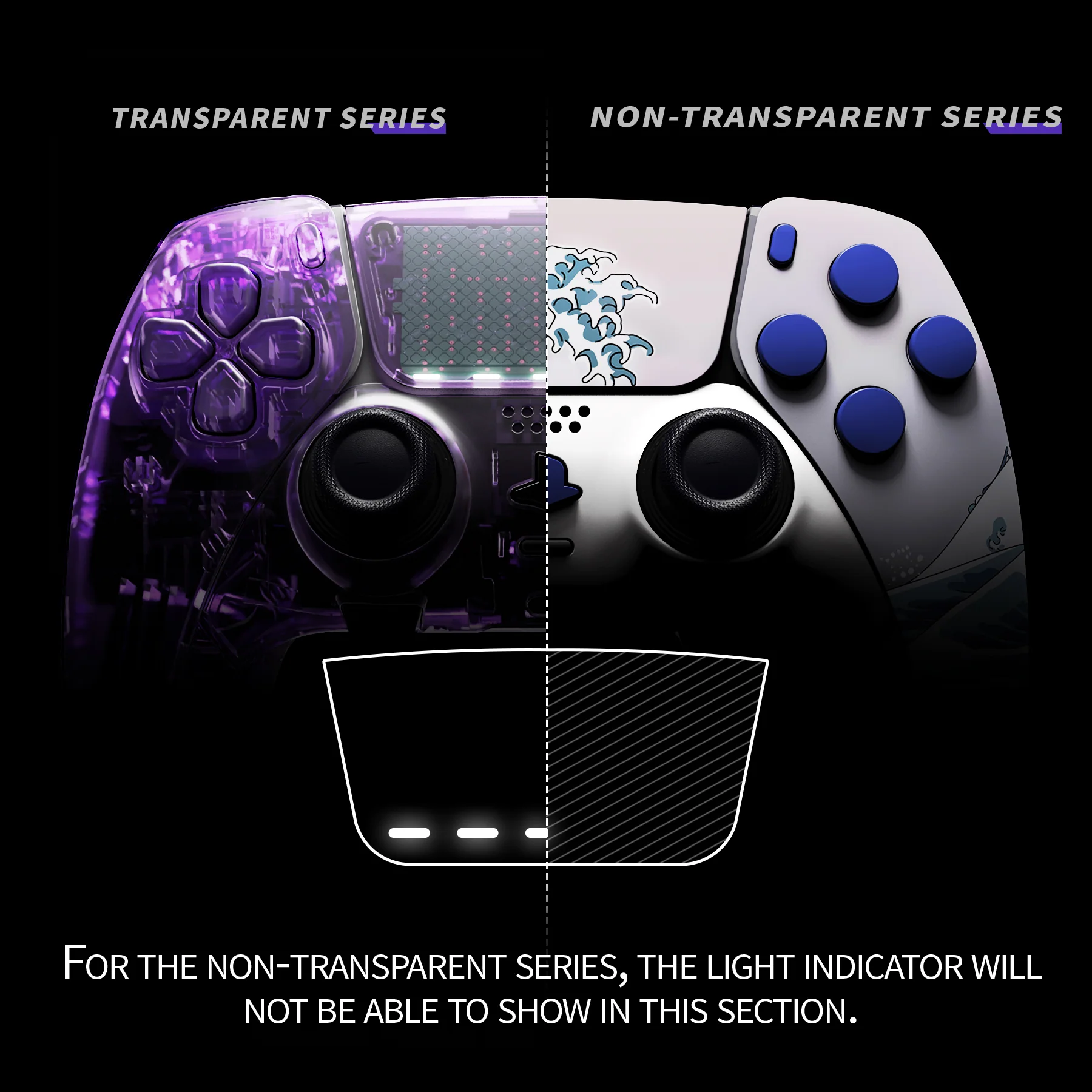 eXtremeRate Replacement Full Set Shells with Buttons Compatible with PS5 Edge Controller - The Great Wave - Image 4