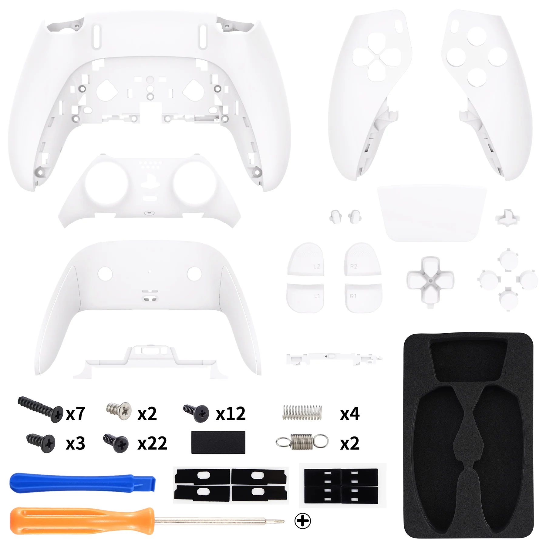 eXtremeRate Replacement Full Set Shells with Buttons Compatible with PS5 Edge Controller - White - Image 2