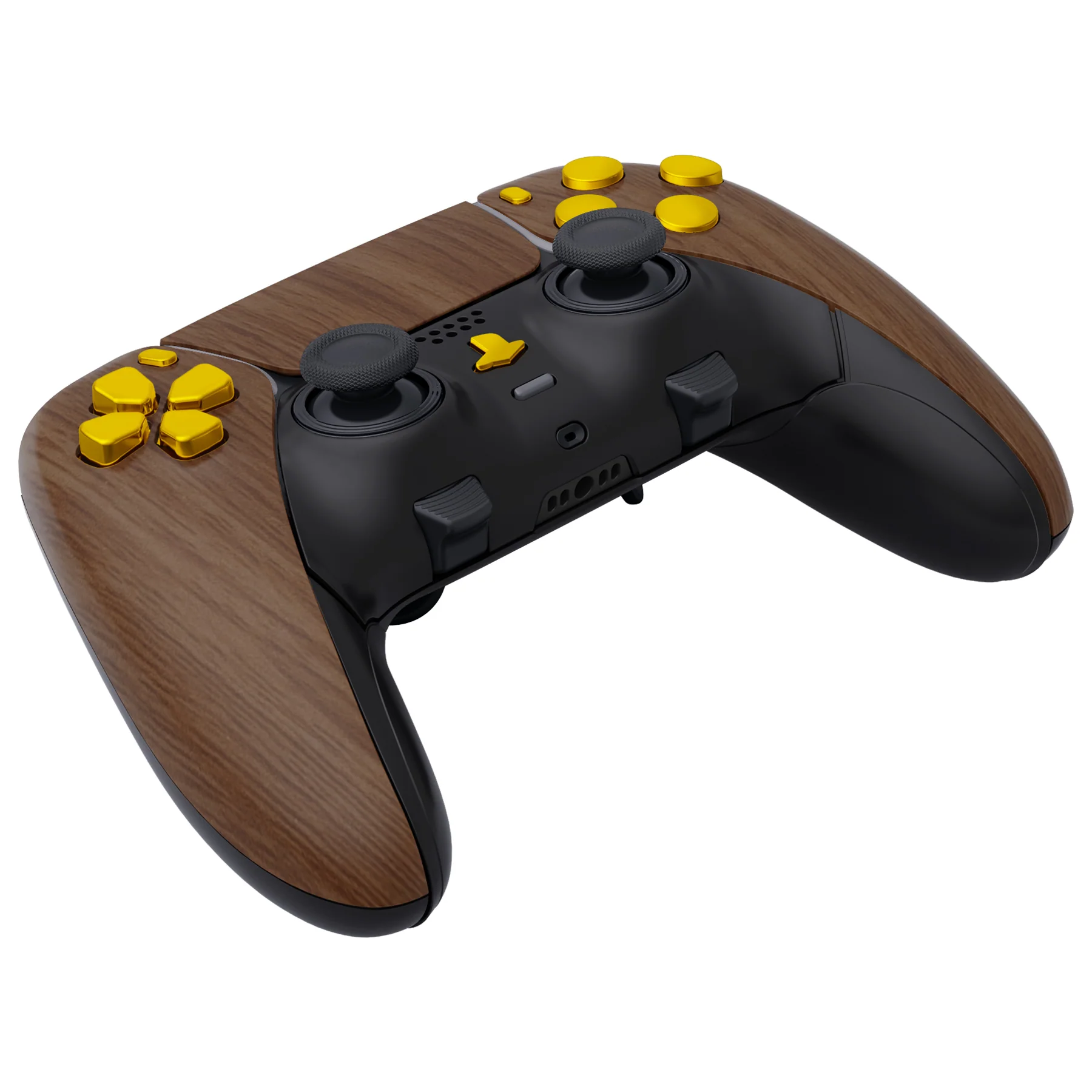 eXtremeRate Replacement Full Set Shells with Buttons Compatible with PS5 Edge Controller - Wood Grain & Black - Image 8